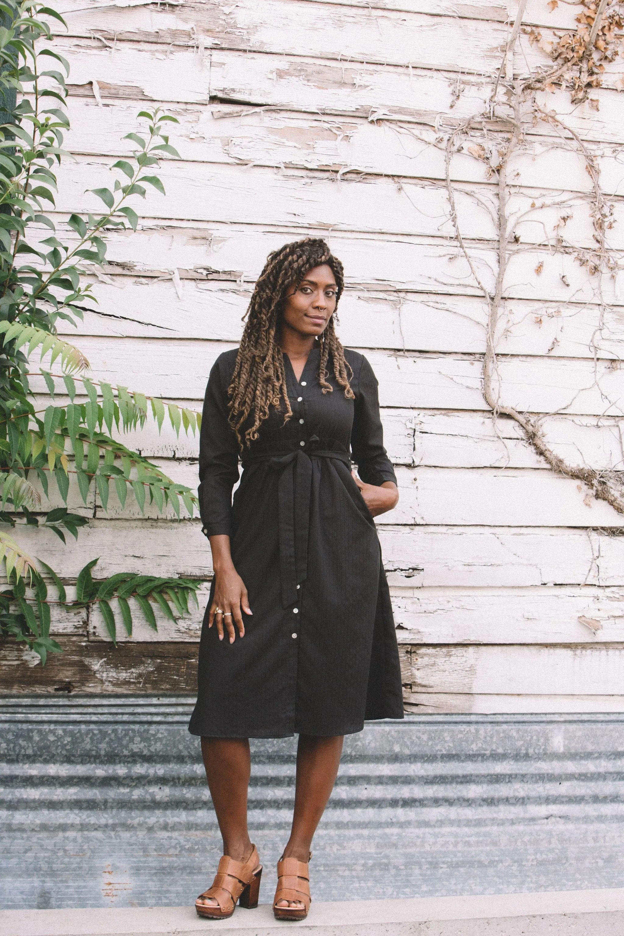 Tall-Fit Timeless Layering Vera Dress in Black Embroidery