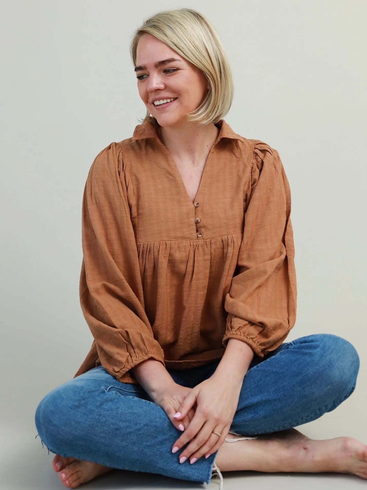 Stretch Woven Material Freshly Picked Blouse