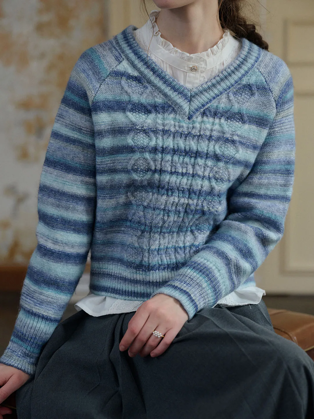 RelaxedFit ??Final Sale??Adalynn V-neck Striped Sweater