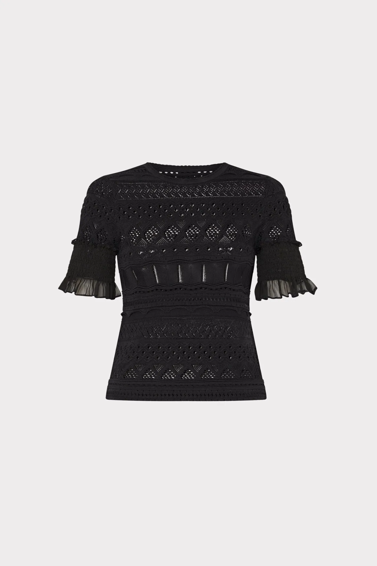 Smocked Finish Pointelle Top Mesh Panel Details OdorControl