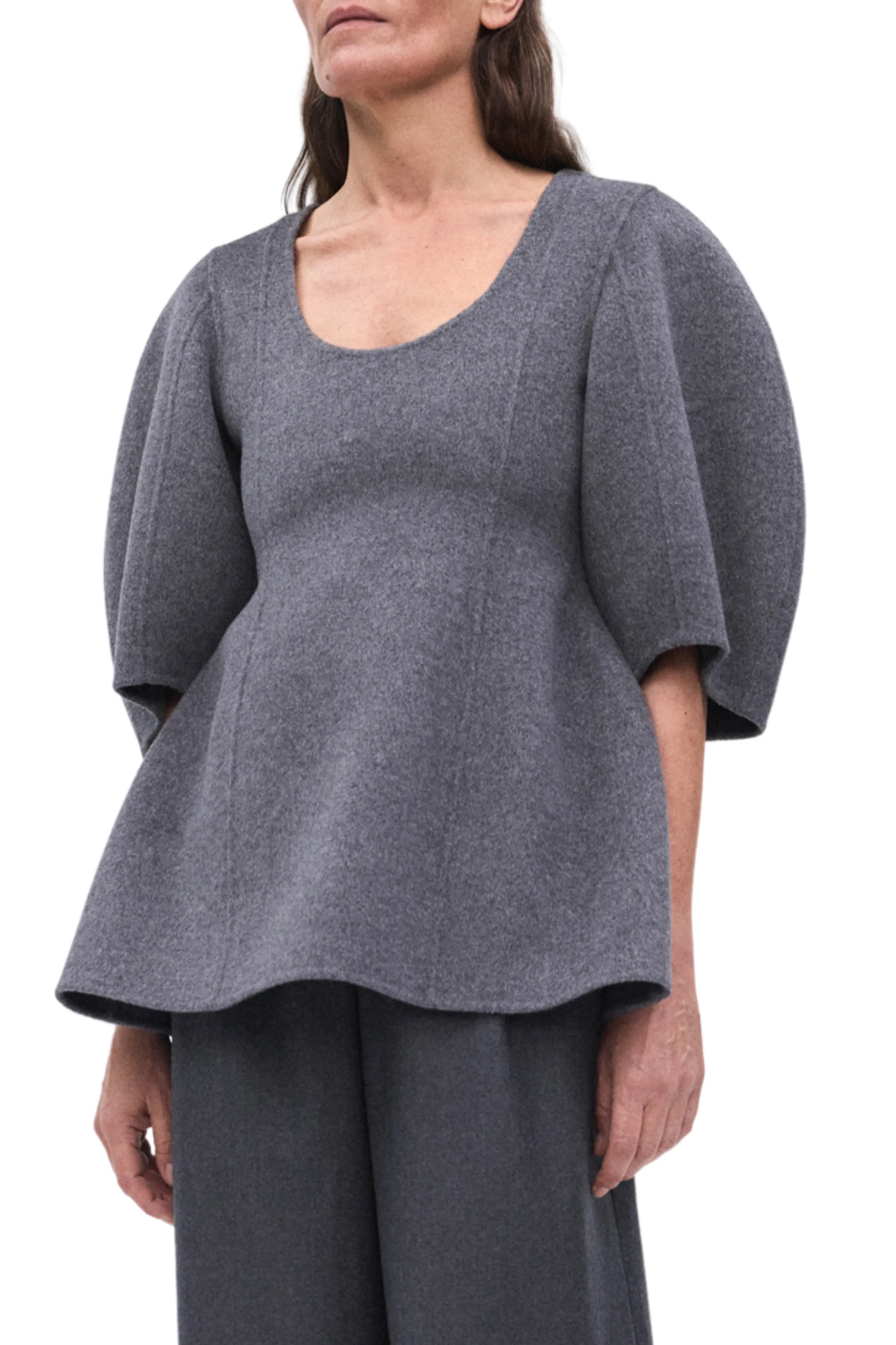 BreathableMeshPanel Textured Weave Pattern Sculptural Double-Faced Top