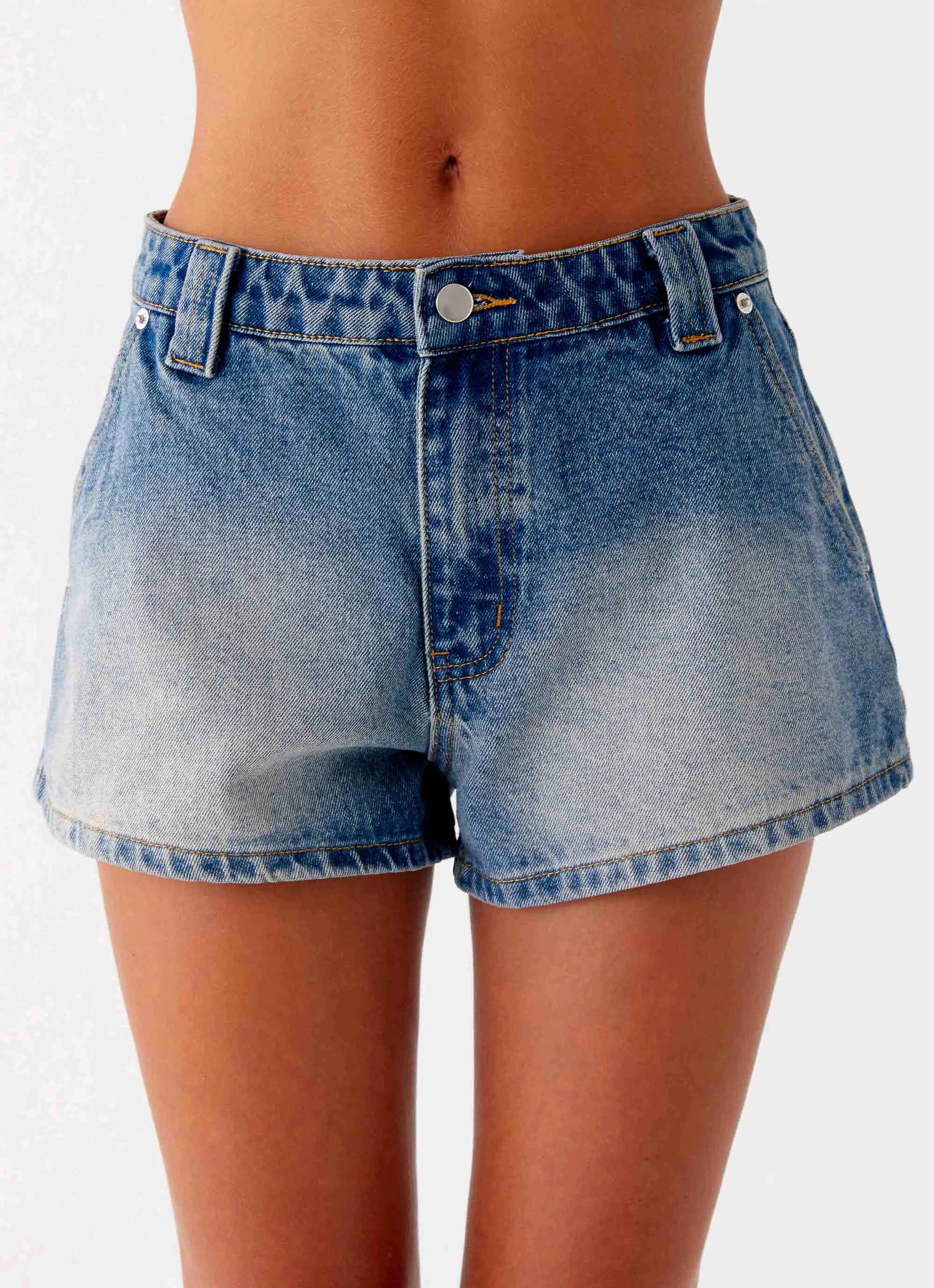 AbrasionResistant Frida Denim Shorts - Vintage Wash Blue