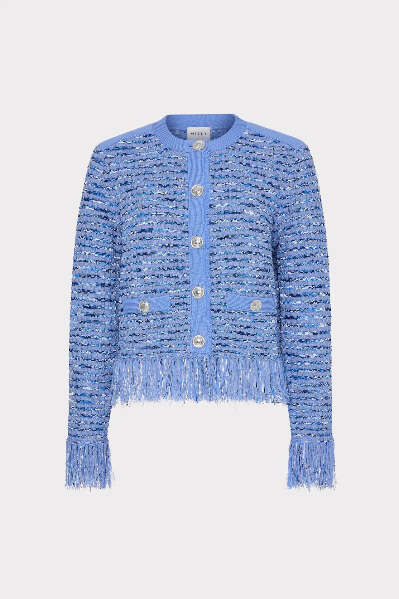 Fringe Trim Cardigan Anti Pilling Finish