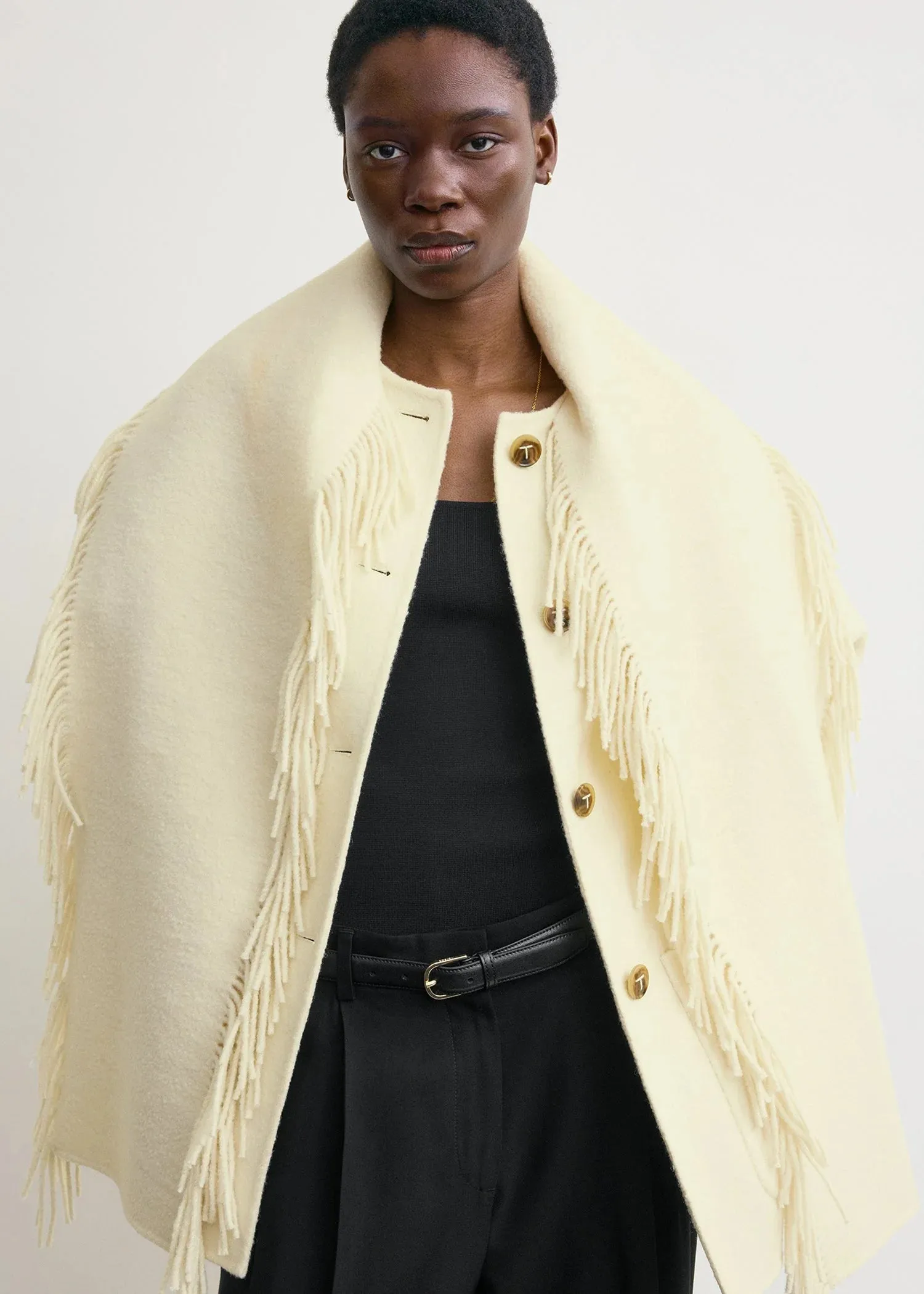 Prevent Fringed Scarf Jacket in Winter White