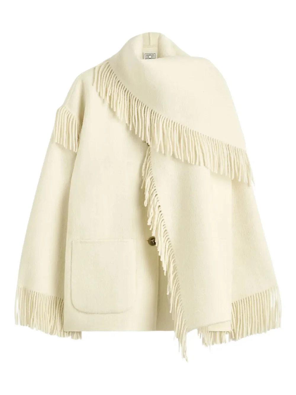 Fringed Scarf Jacket in Winter White window - shopping Protect