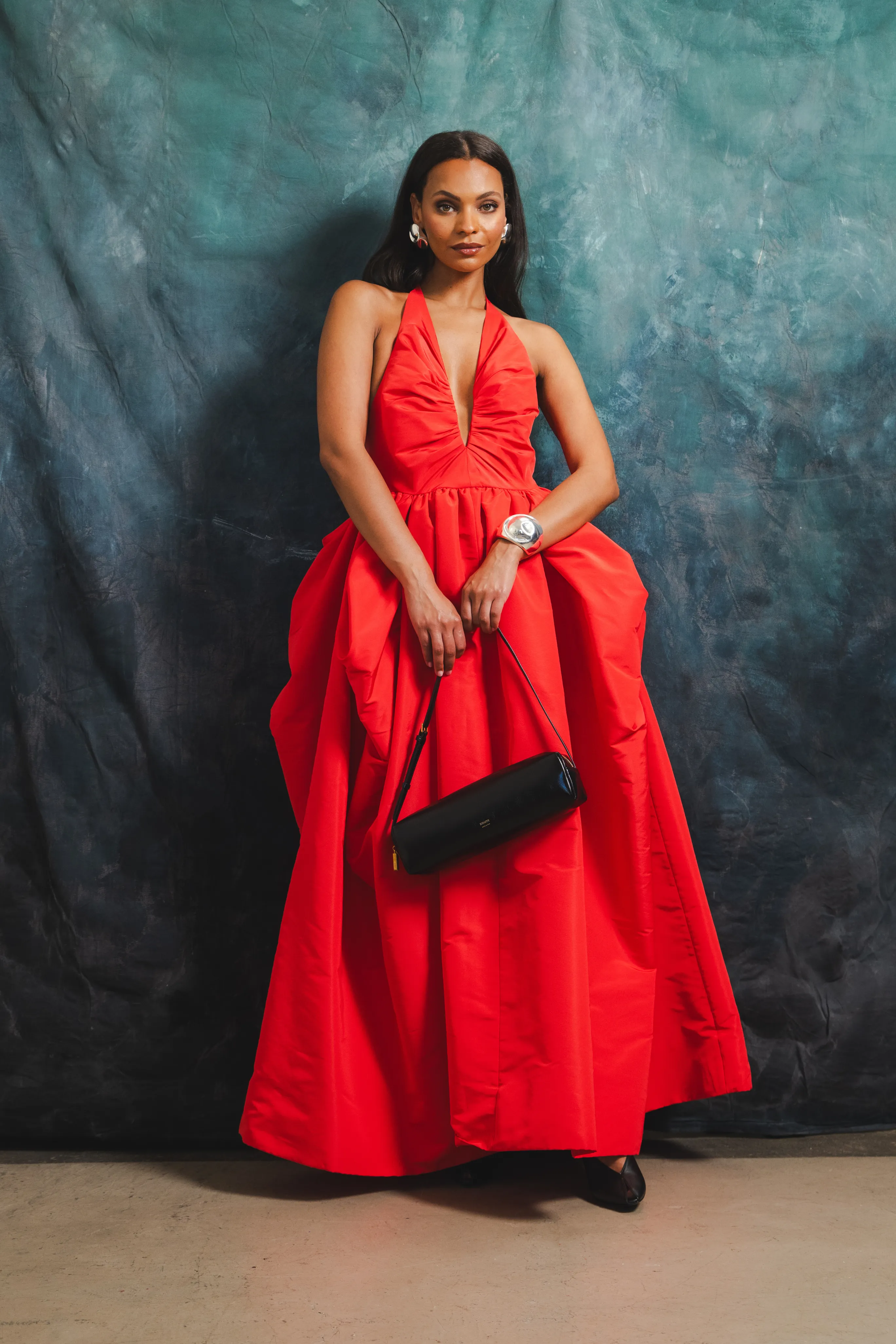 Casual Motion Silk Pleated Bust Umbrella Dress