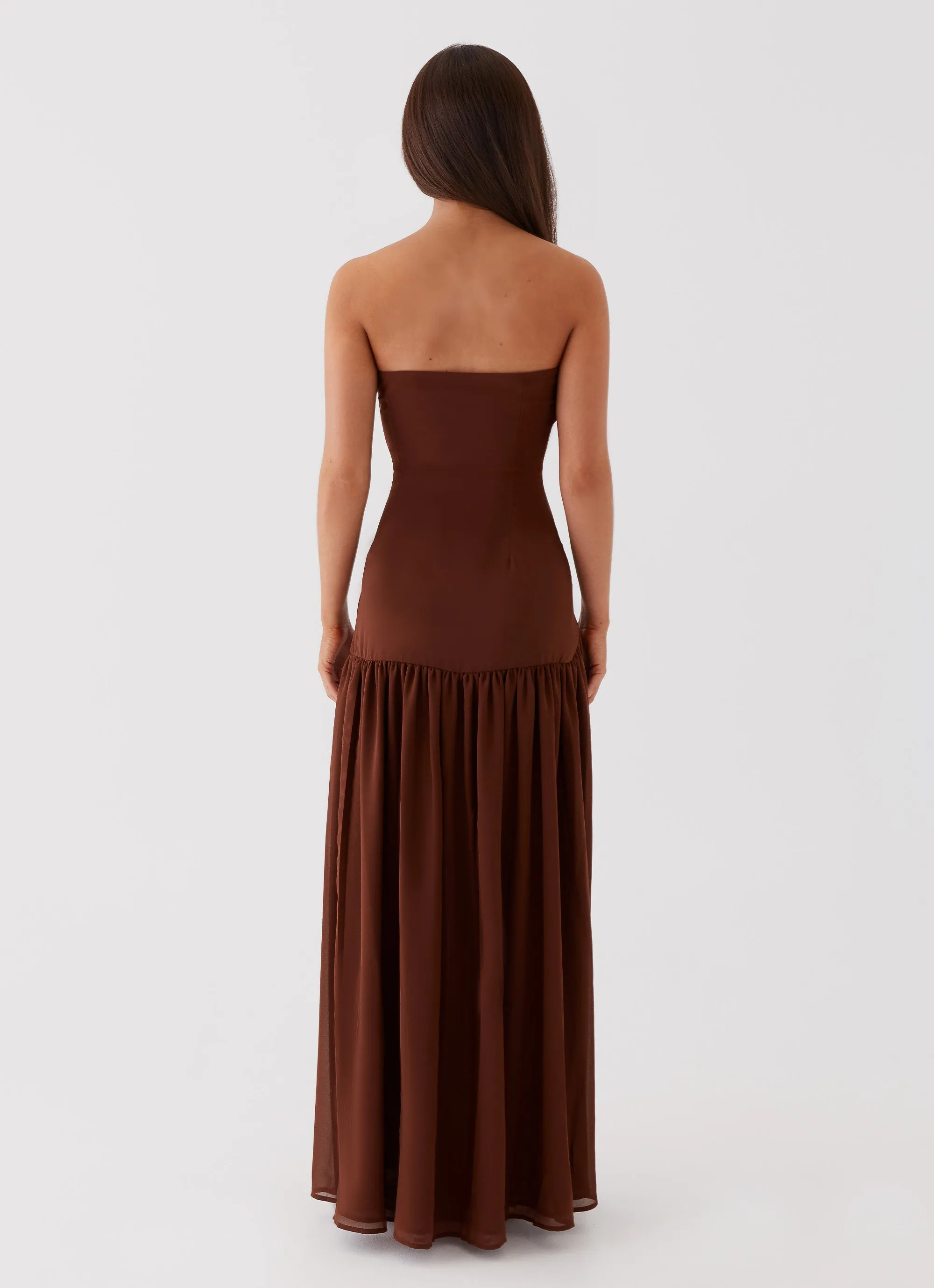 Texture Feel Travel Outfit Eden Strapless Maxi Dress - Brown