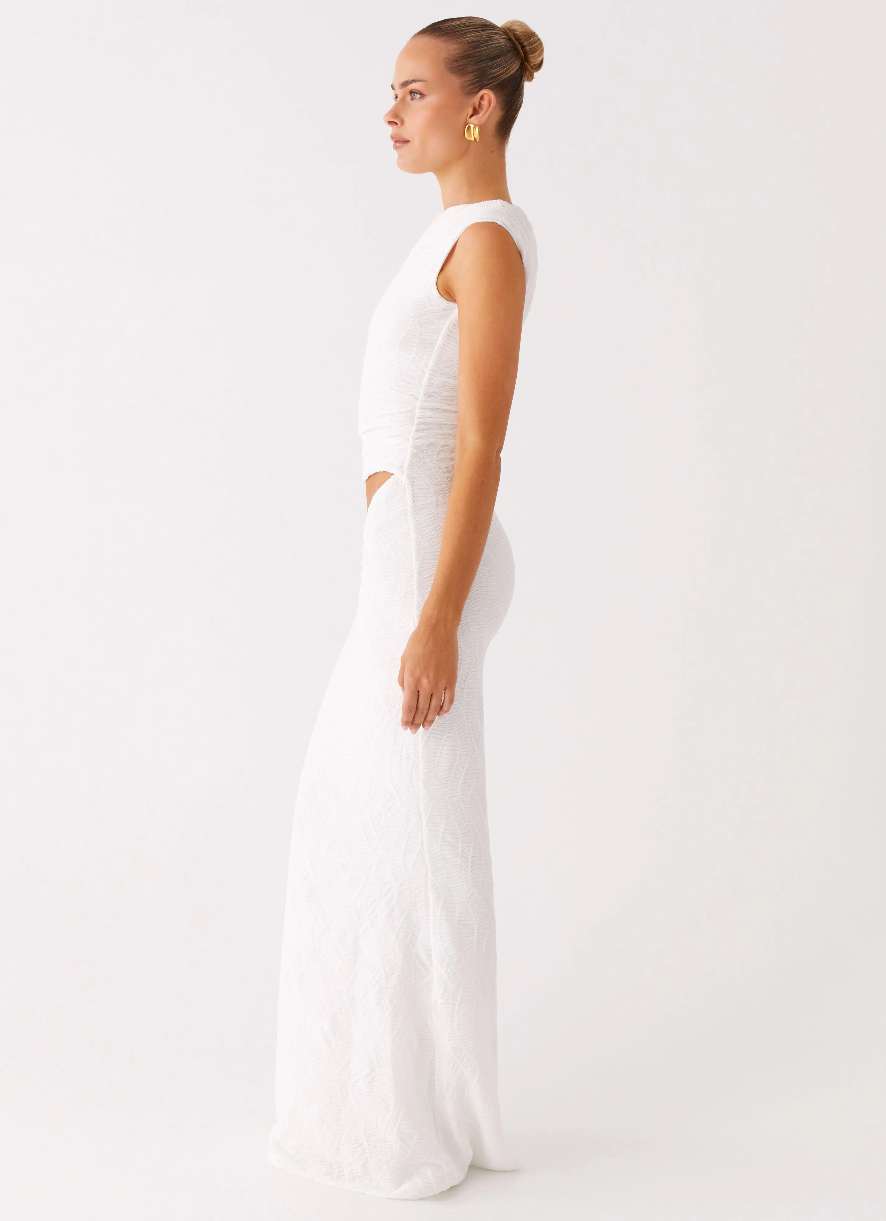 Transitional Style Galantis One Shoulder Maxi Dress - White