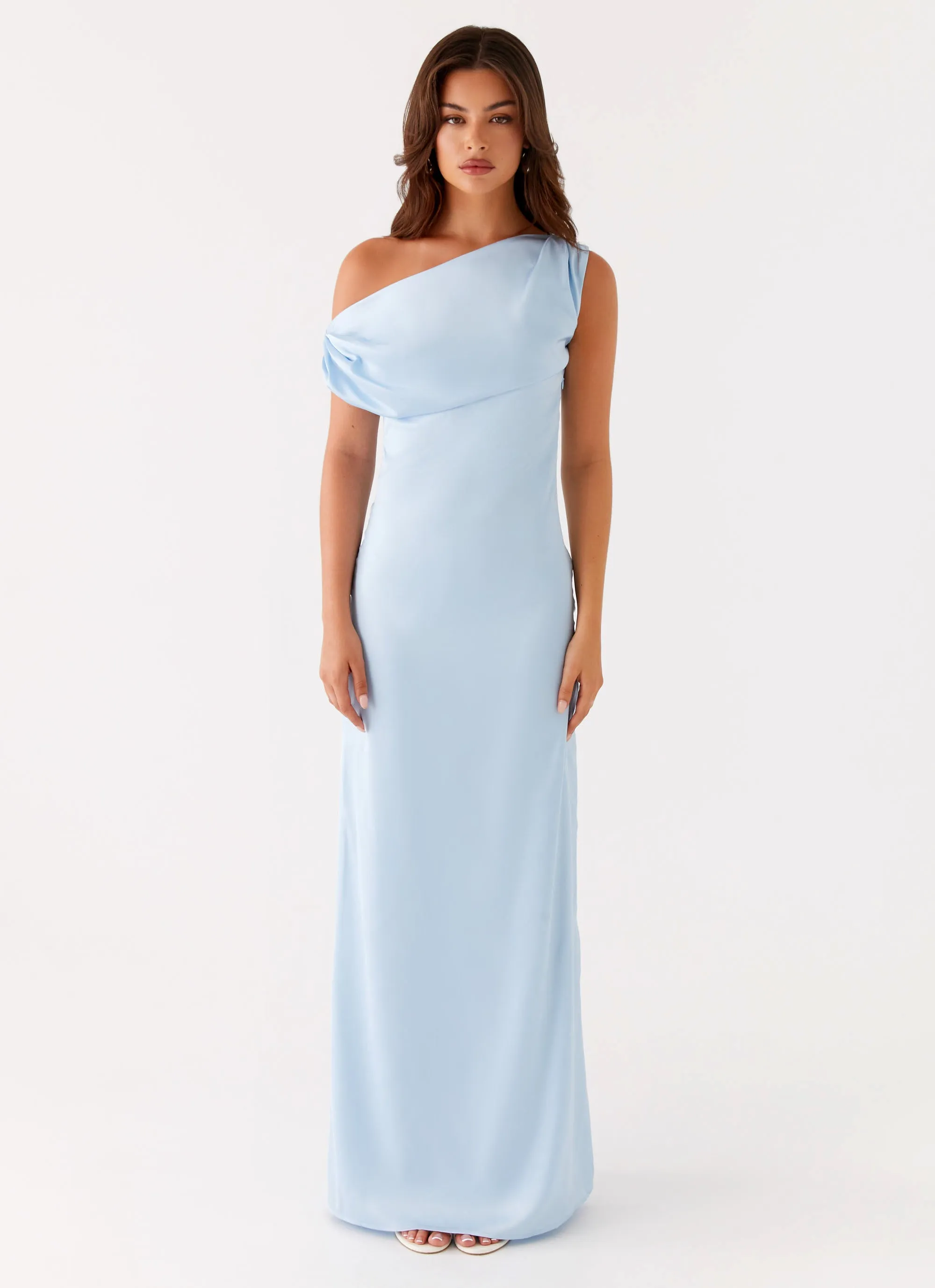 City Casual Heart Of Glass Satin Maxi Dress - Blue