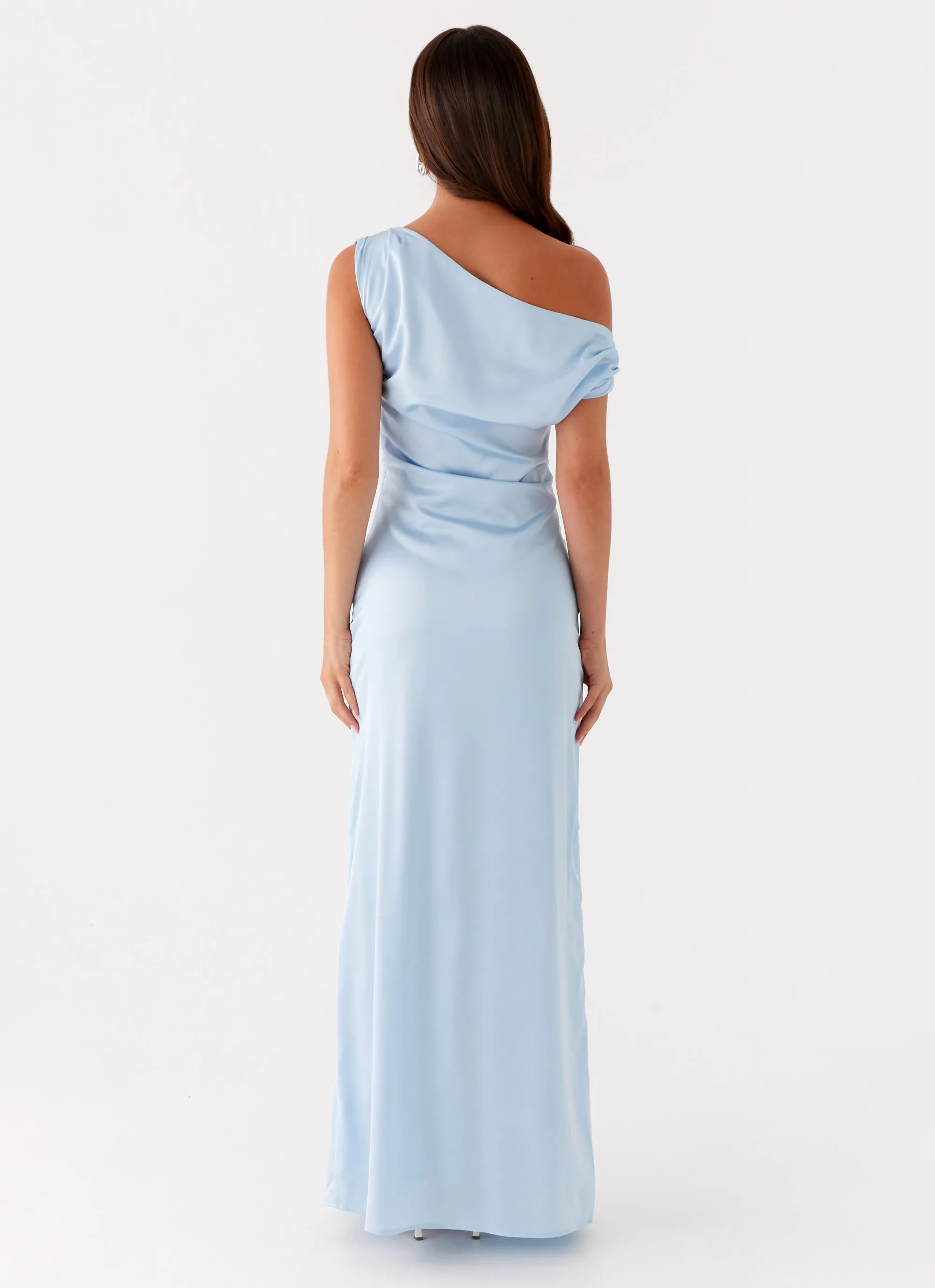 Heart Of Glass Satin Maxi Dress - Blue Elegant Mature Fashion-Forward Fit
