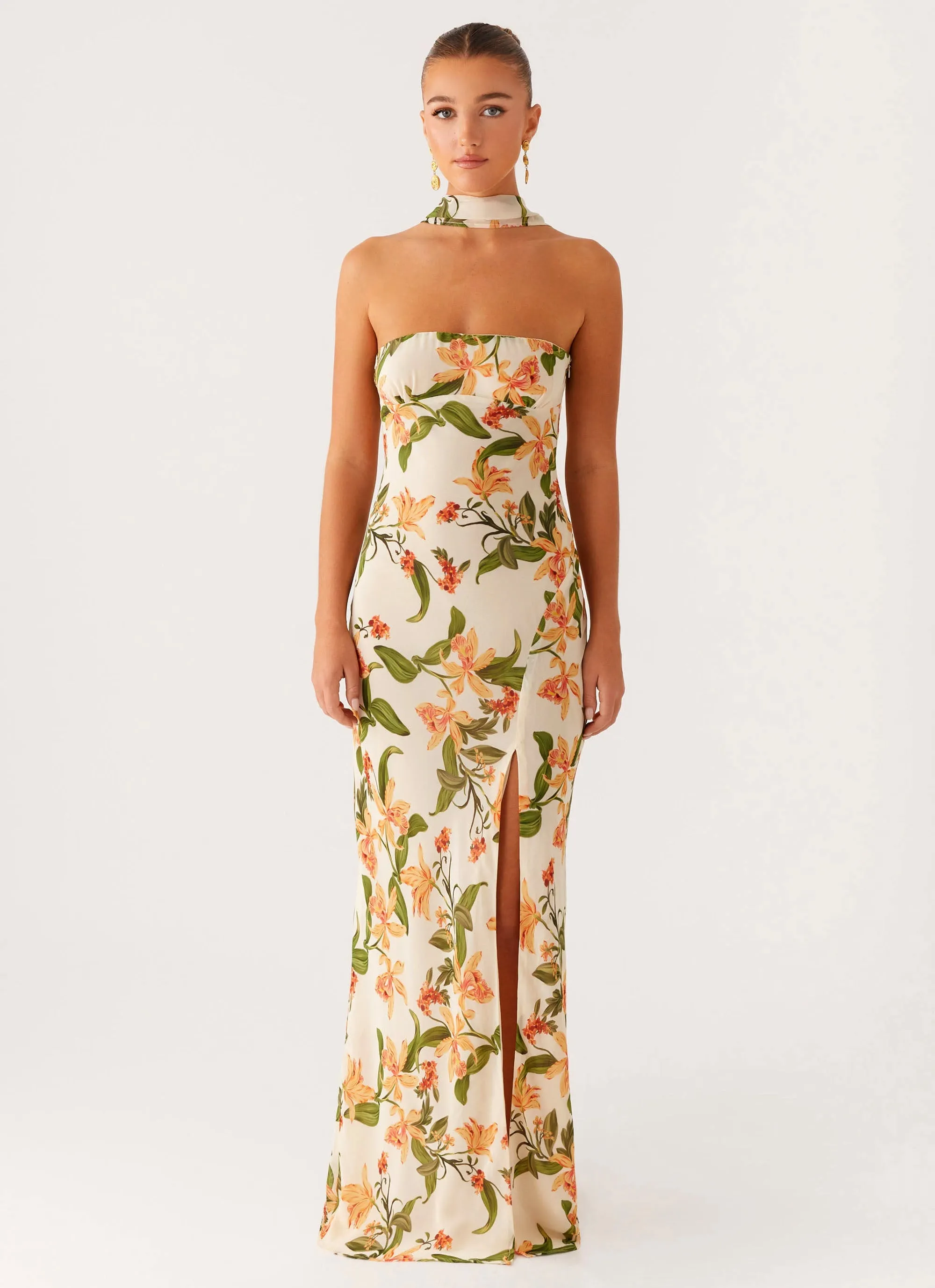 Tassel-Detail Gali Strapless Maxi Dress - Floral Print