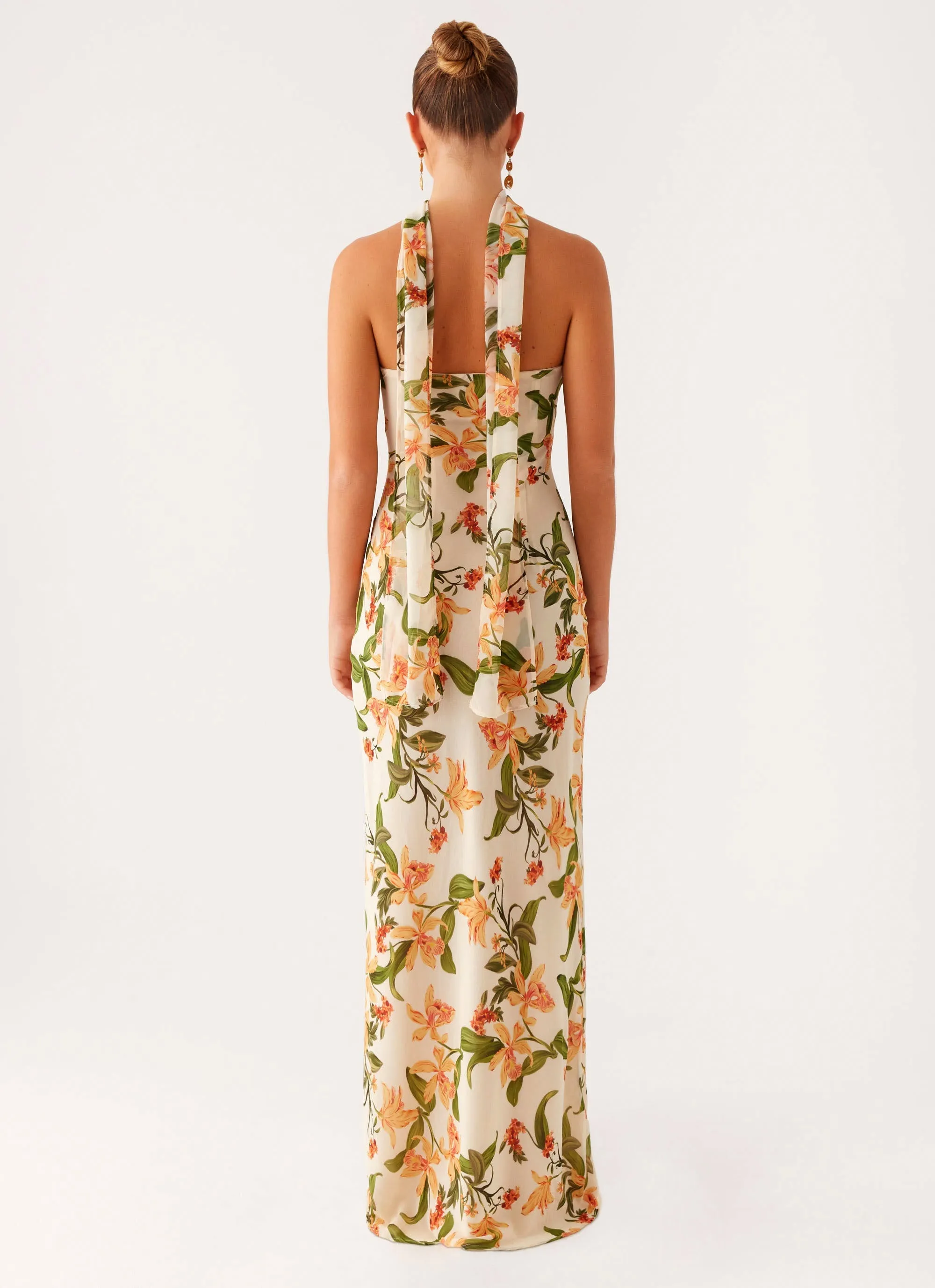 Gali Strapless Maxi Dress - Floral Print Clean Lines