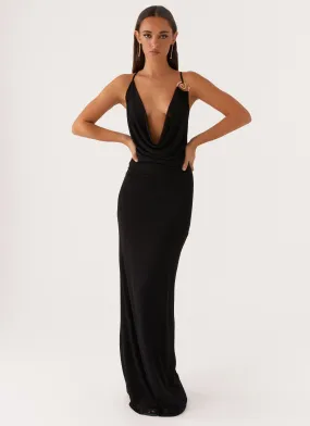 Soft Touch Elegant formal outfit Game Player Maxi Dress - Black