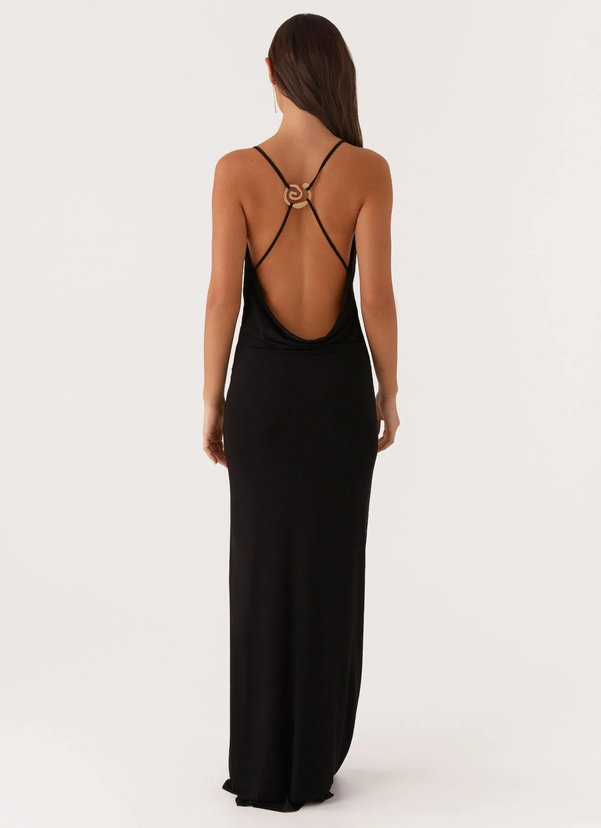 Convertible-Style Game Player Maxi Dress - Black