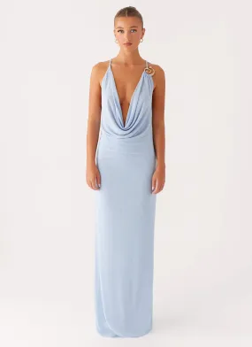 Game Player Maxi Dress - Blue Light Soft Sleek Piece