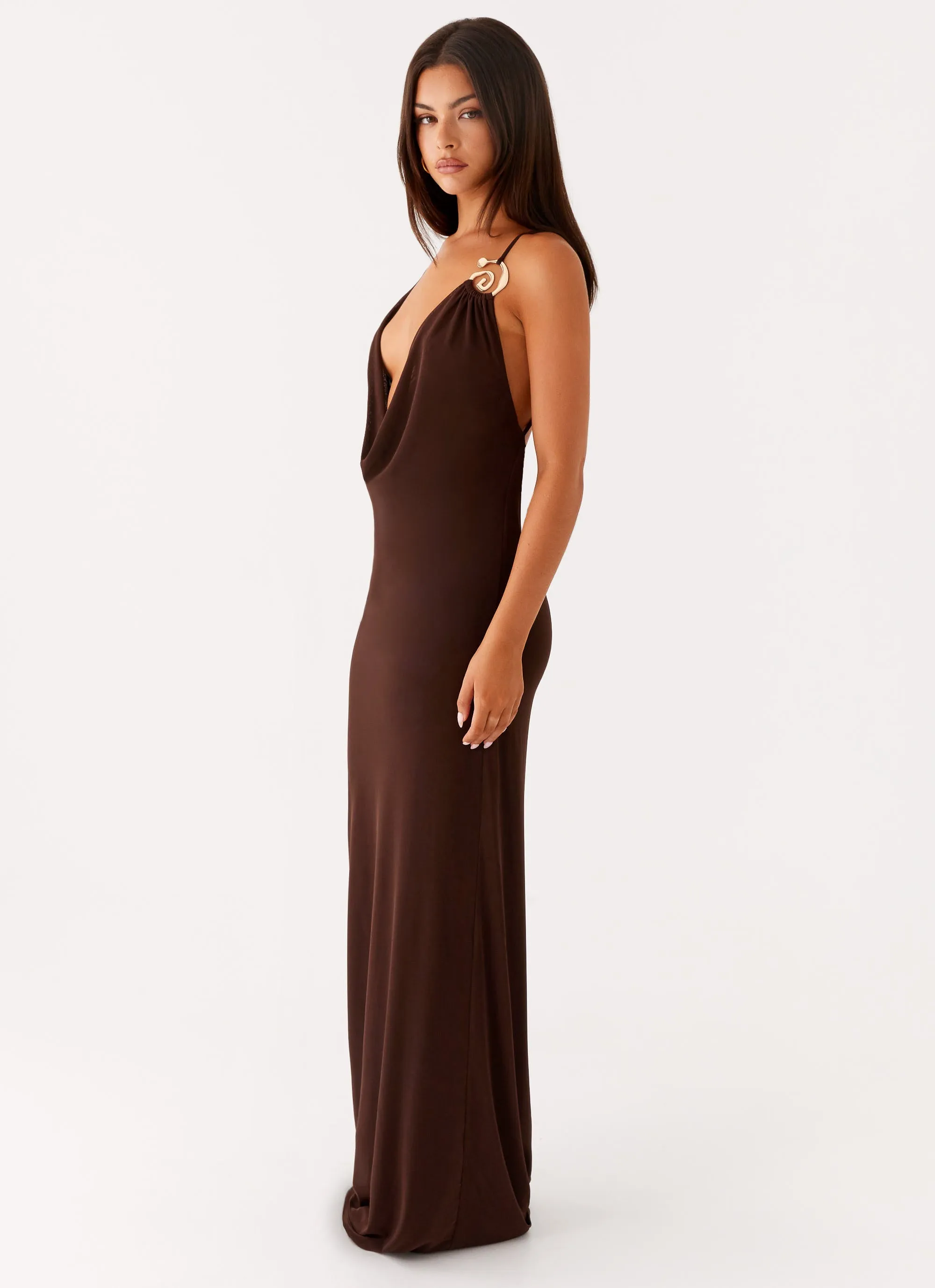 Game Player Maxi Dress - Chocolate Sharp Motion Skin Hug