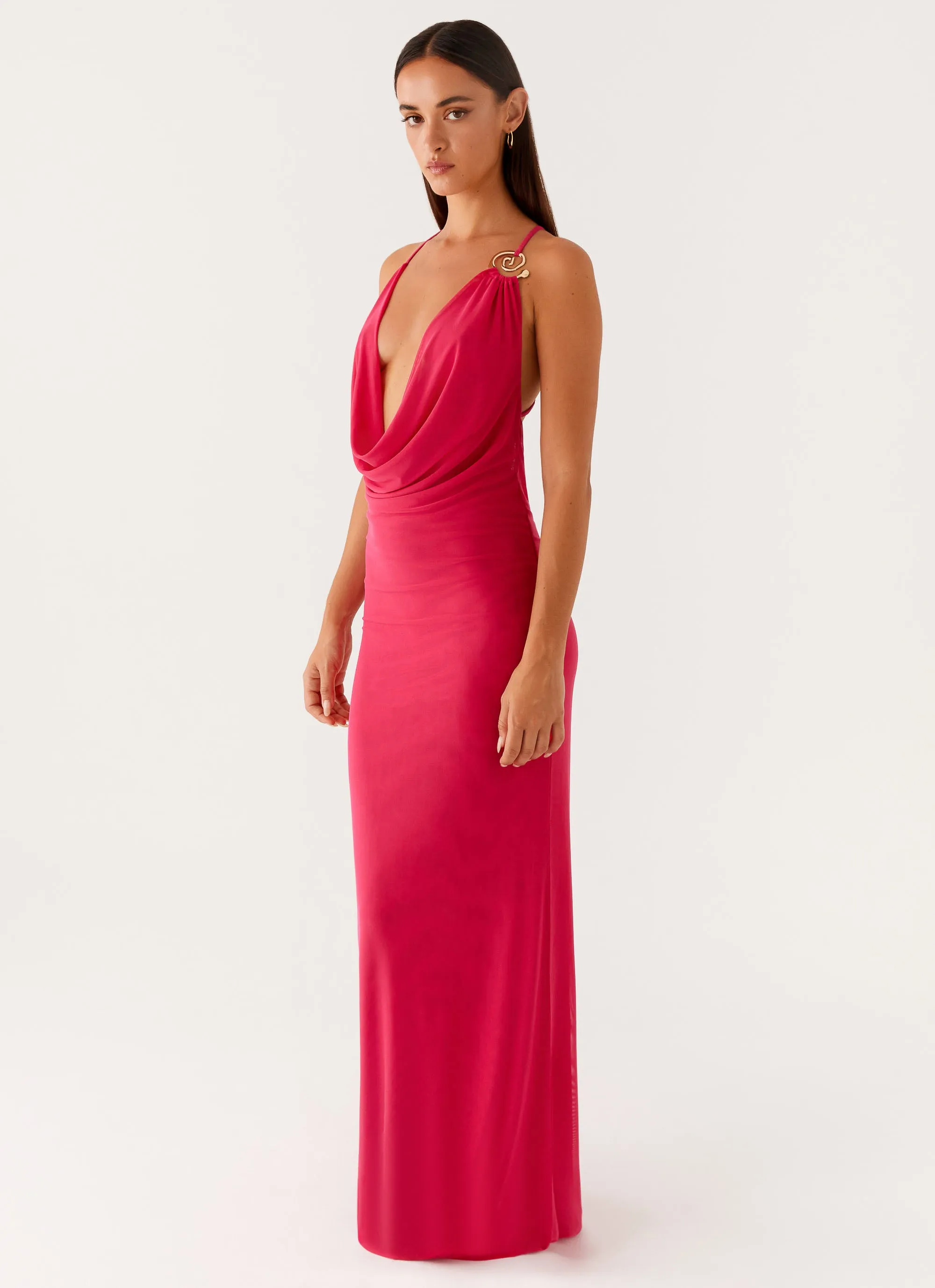 Zip Ease Game Player Maxi Dress - Hot Pink