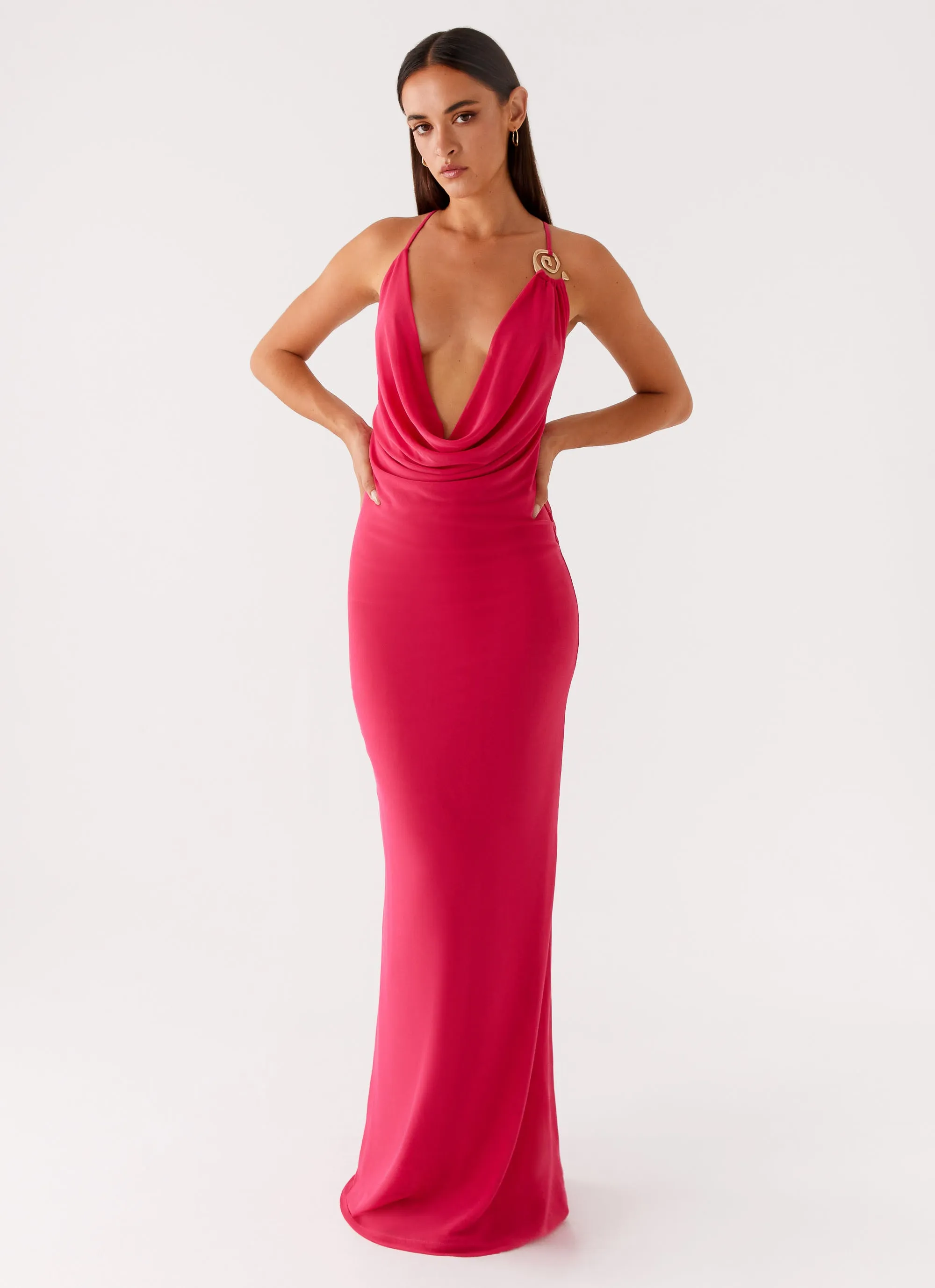Texture Feel Game Player Maxi Dress - Hot Pink