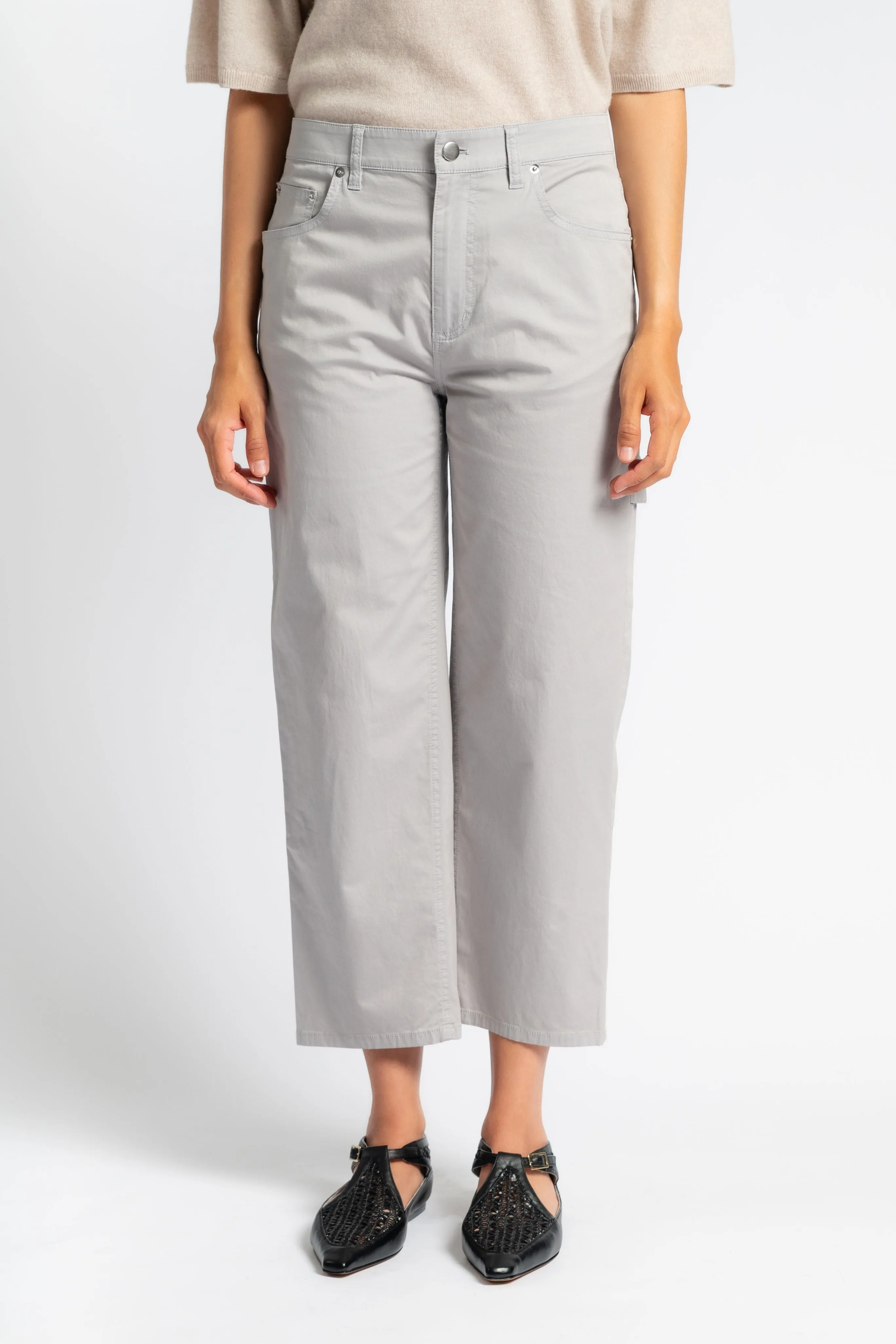 Casual Cool Garment Dyed Silky Cotton Cropped Slouchy Cargo