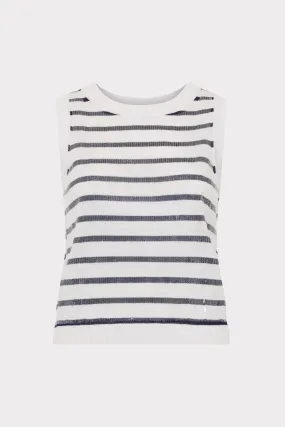 Sequin Knit Shell Top Recycled Material Blend