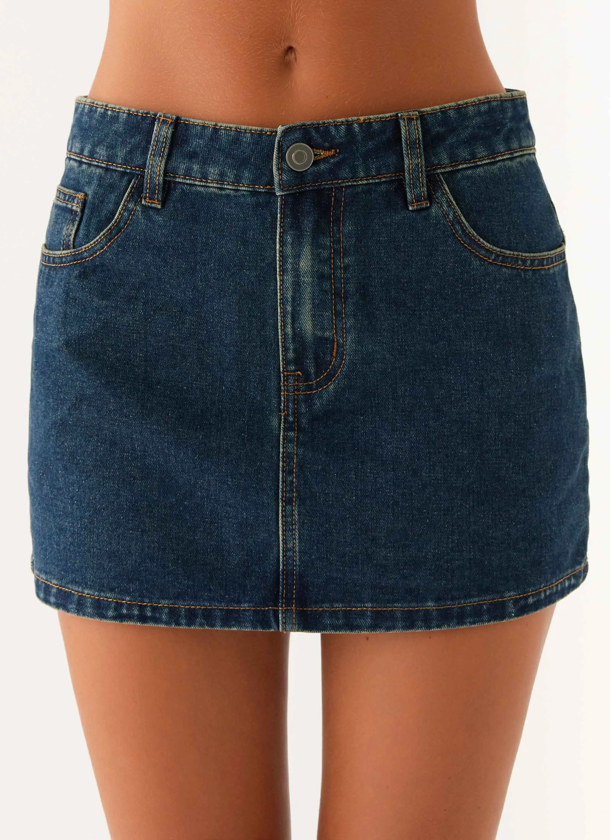 Maysa Low Rise Mini Skirt - Washed Denim Curve Friendly