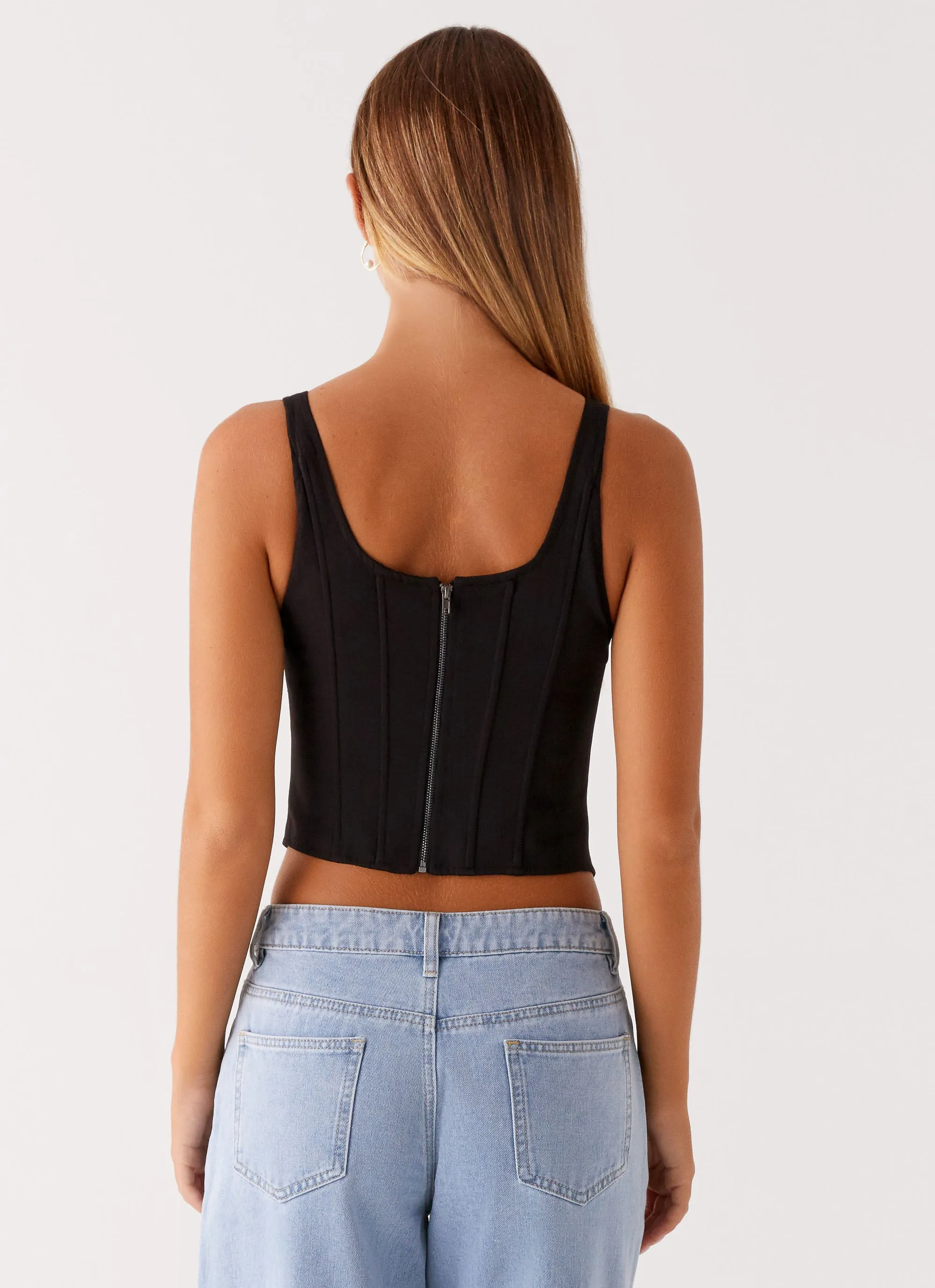Narelle Corset Top - Black Quick Dry Material