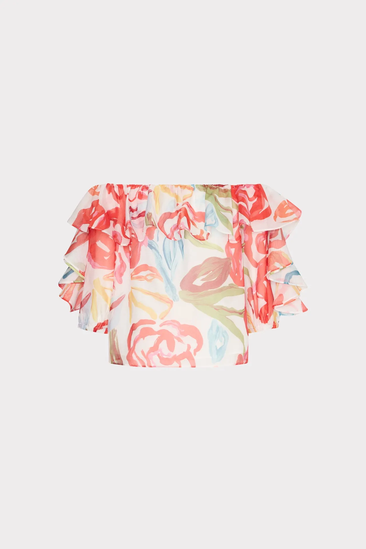 Professional Look Floraison Rouge Organza Ruffle Top