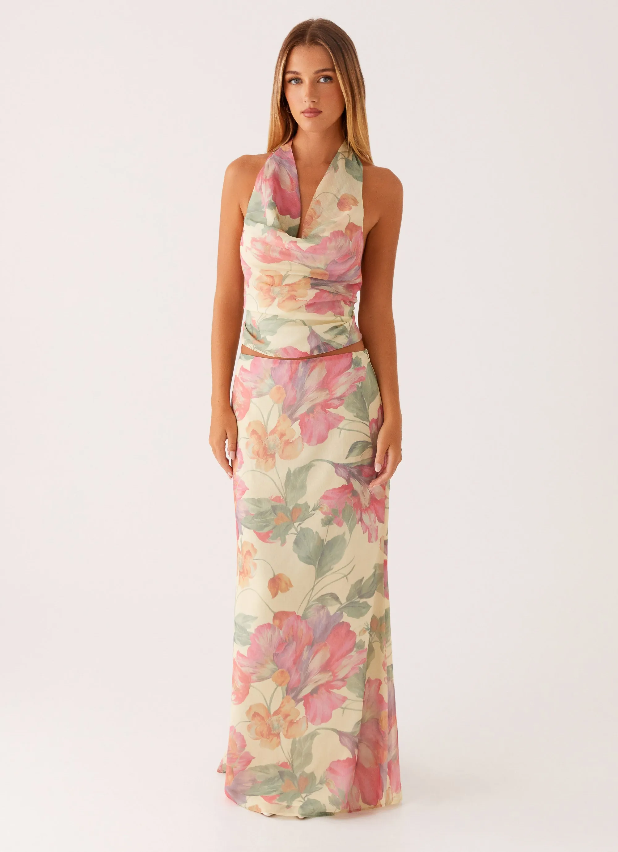 Soulful Low Rise Maxi Skirt - Yellow Peony Tear Resistant Material