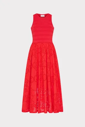 Geo Eyelet Knit Combo Midi Dress Grab Quick Trendy Silhouette