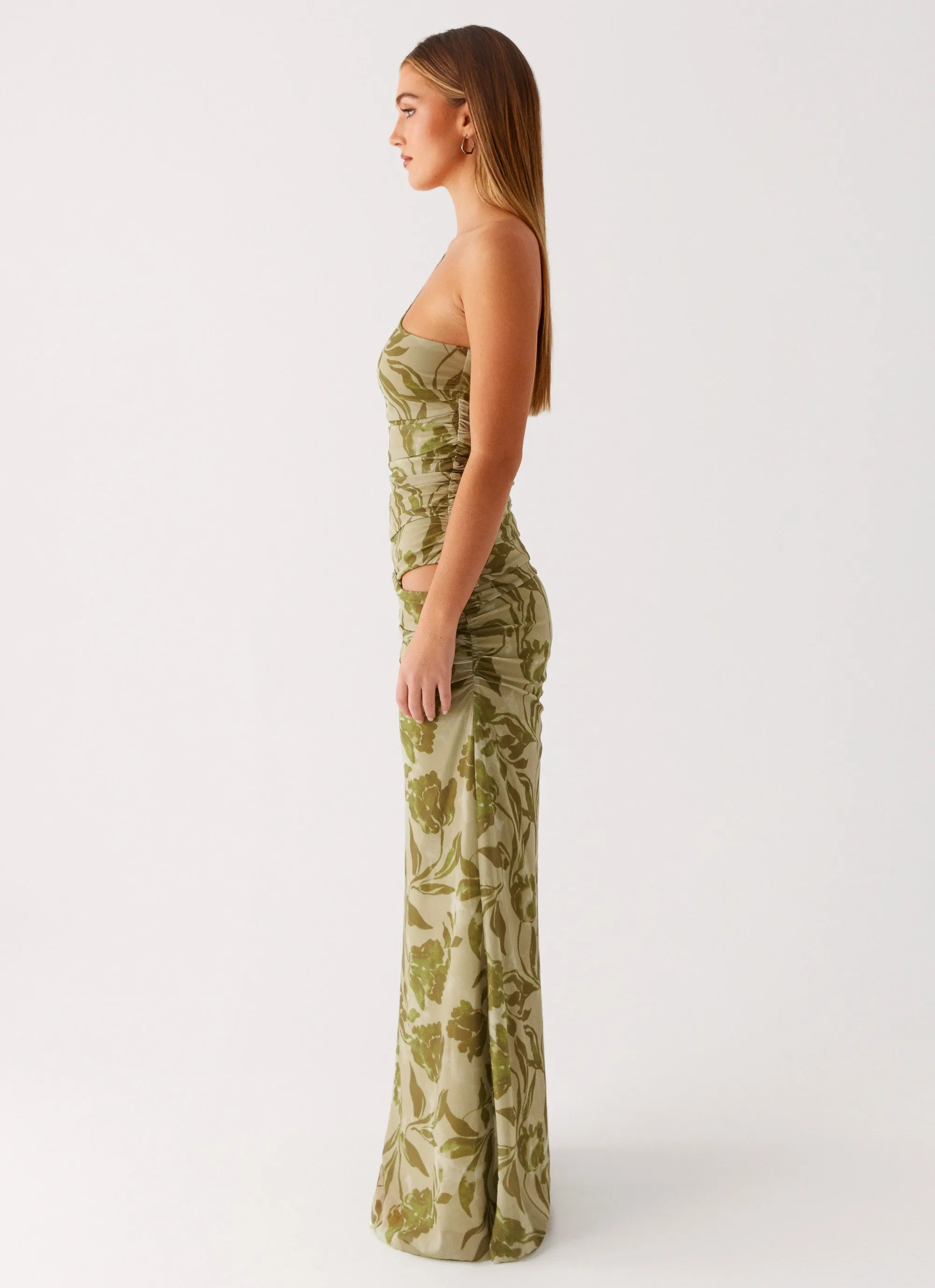 Calm Lines Slim Silhouette Georgiana Maxi Dress - Jade Fern