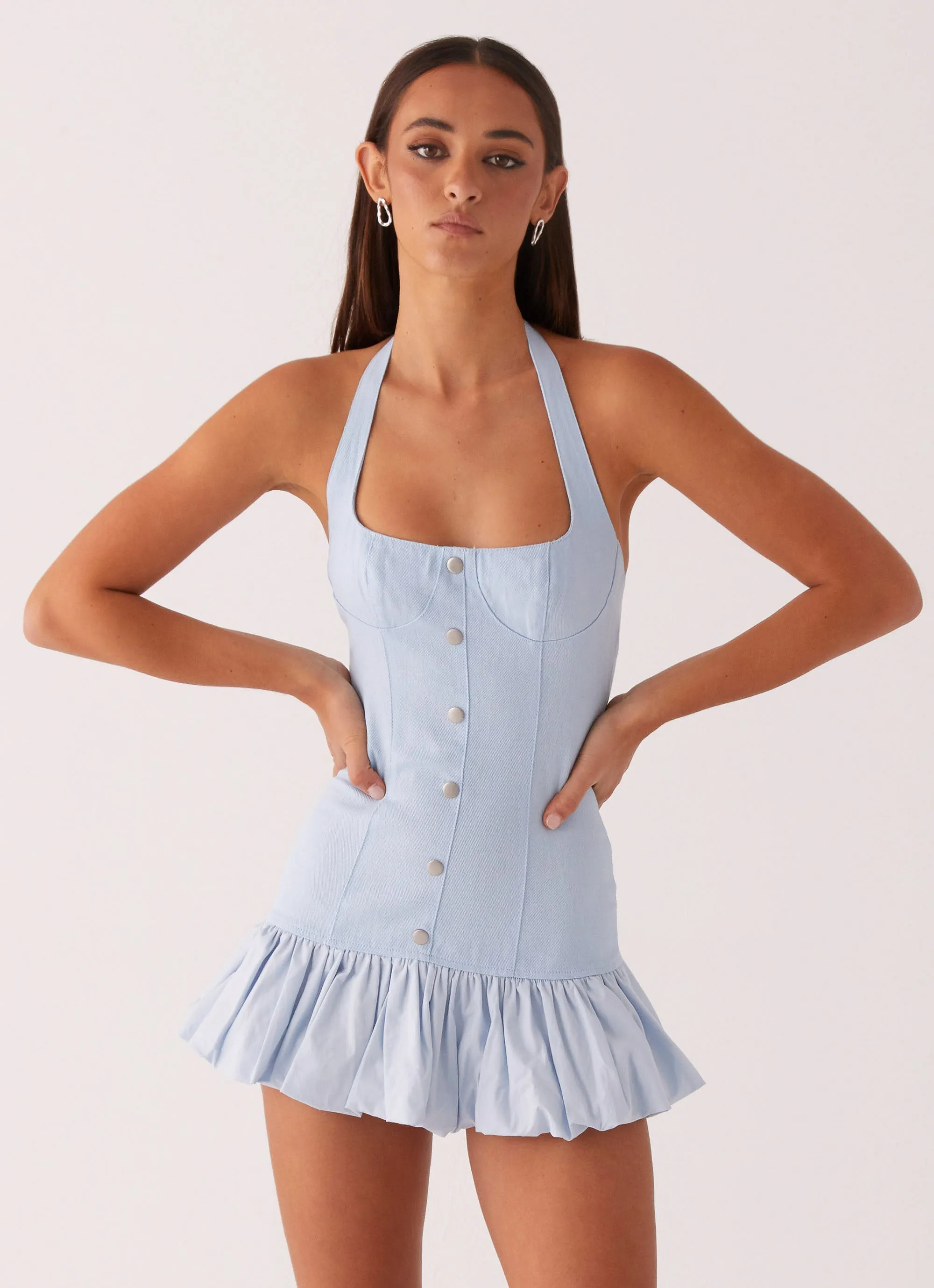 Georgina Denim Mini Dress - Light Blue Smart Design
