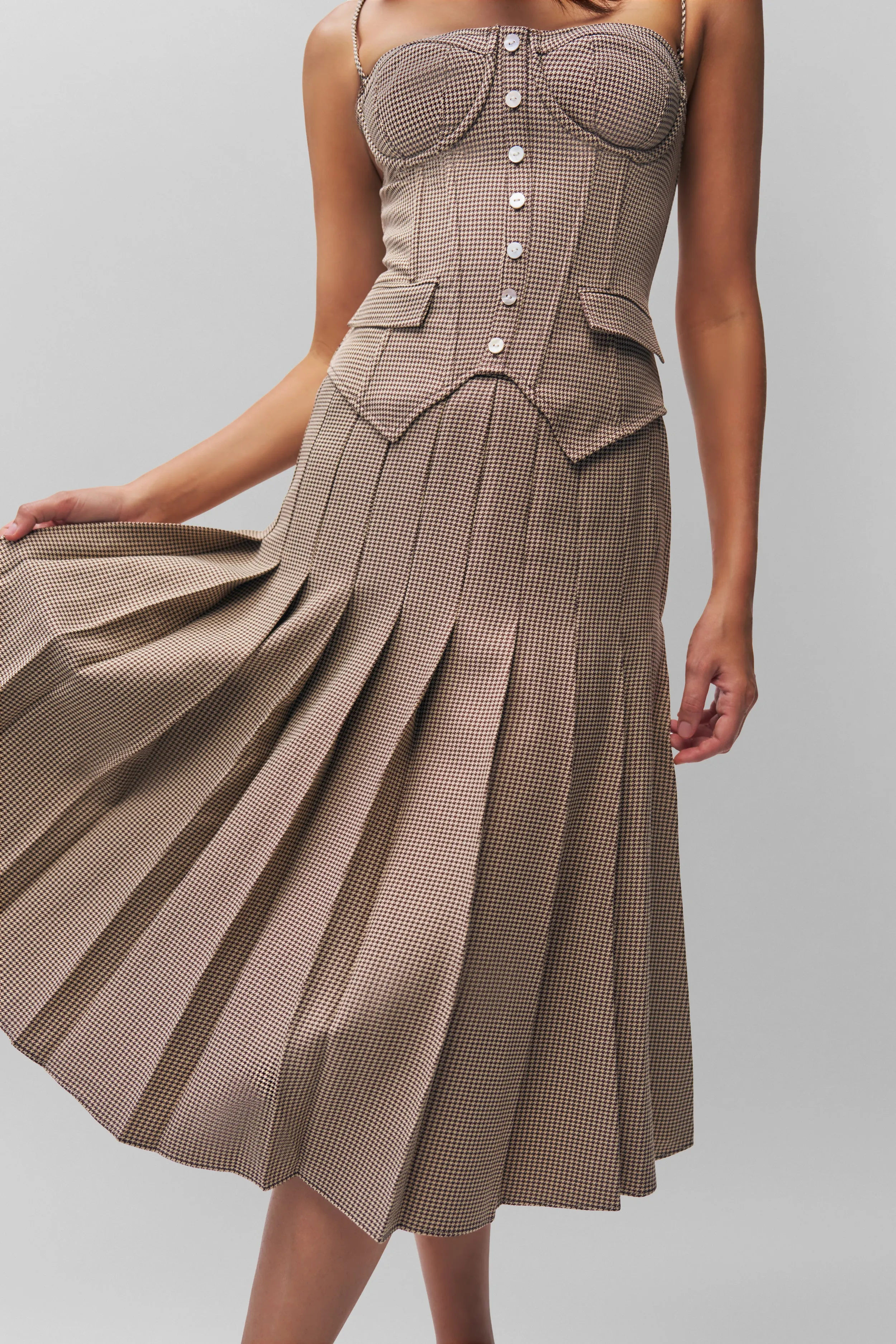 Mix Texture Gibson Pleated Skirt