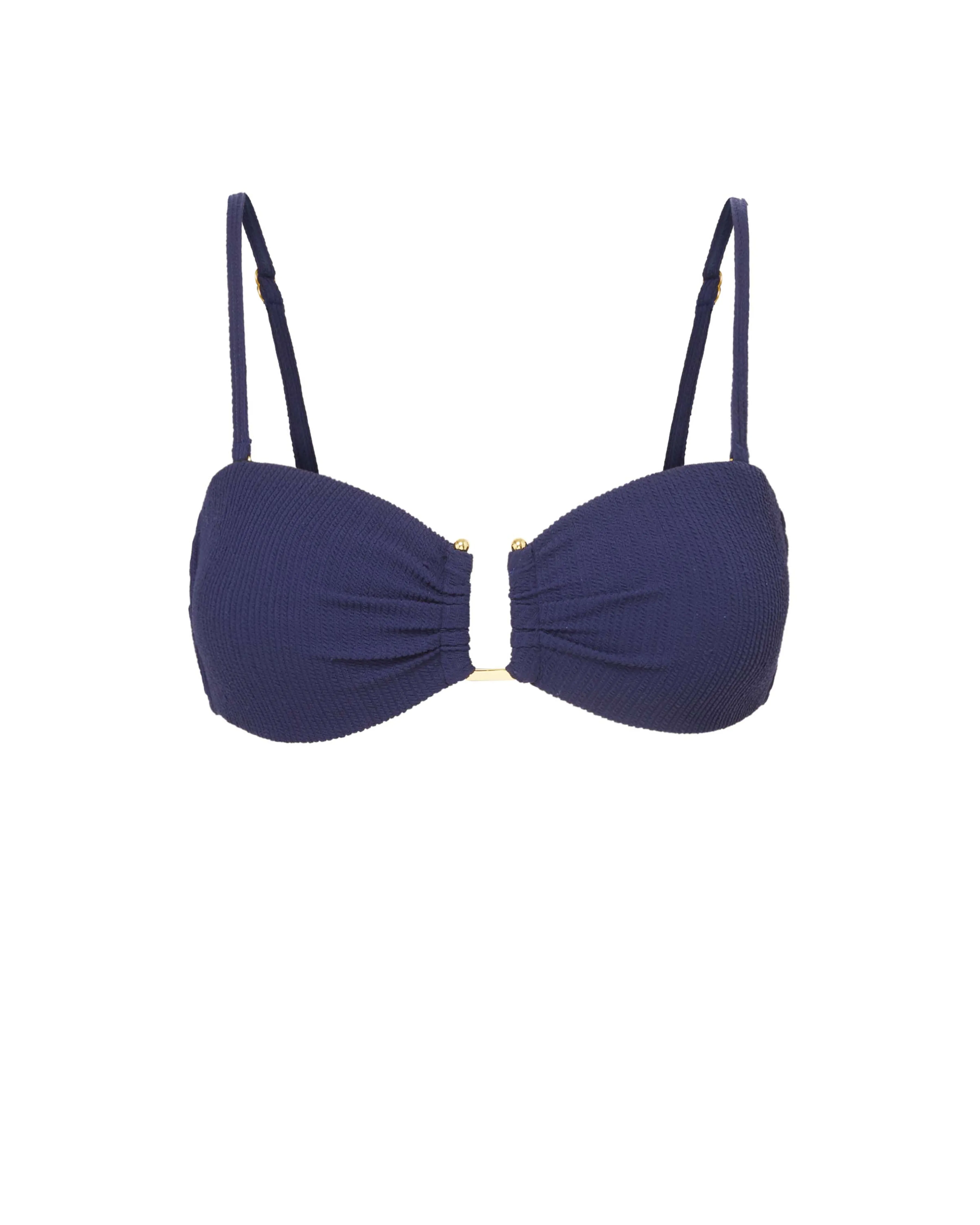 Elastic Straps Swim Gina Top In Navy Texture