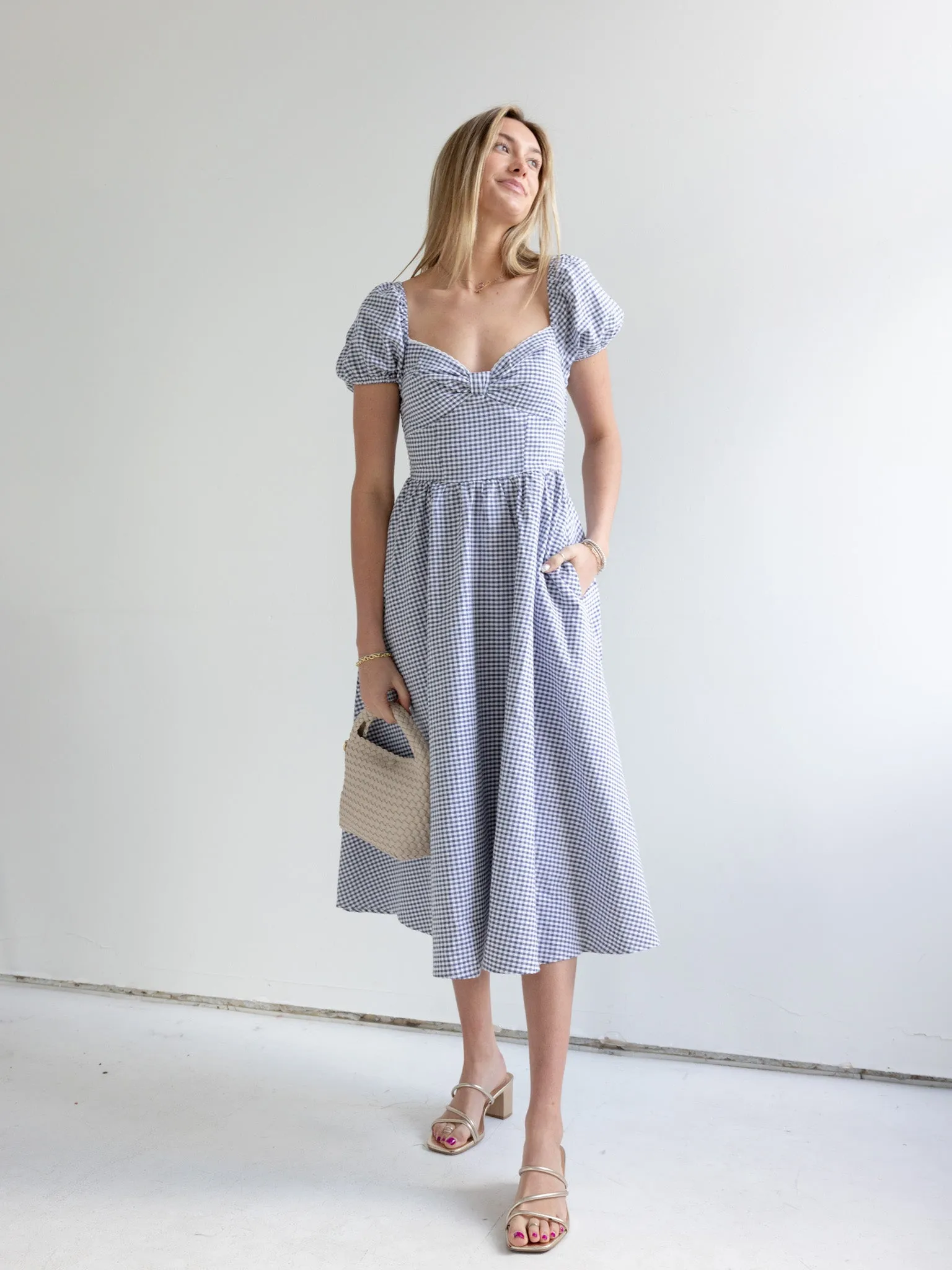 Work Ease Festival Mood Gingham Sweetheart Dress