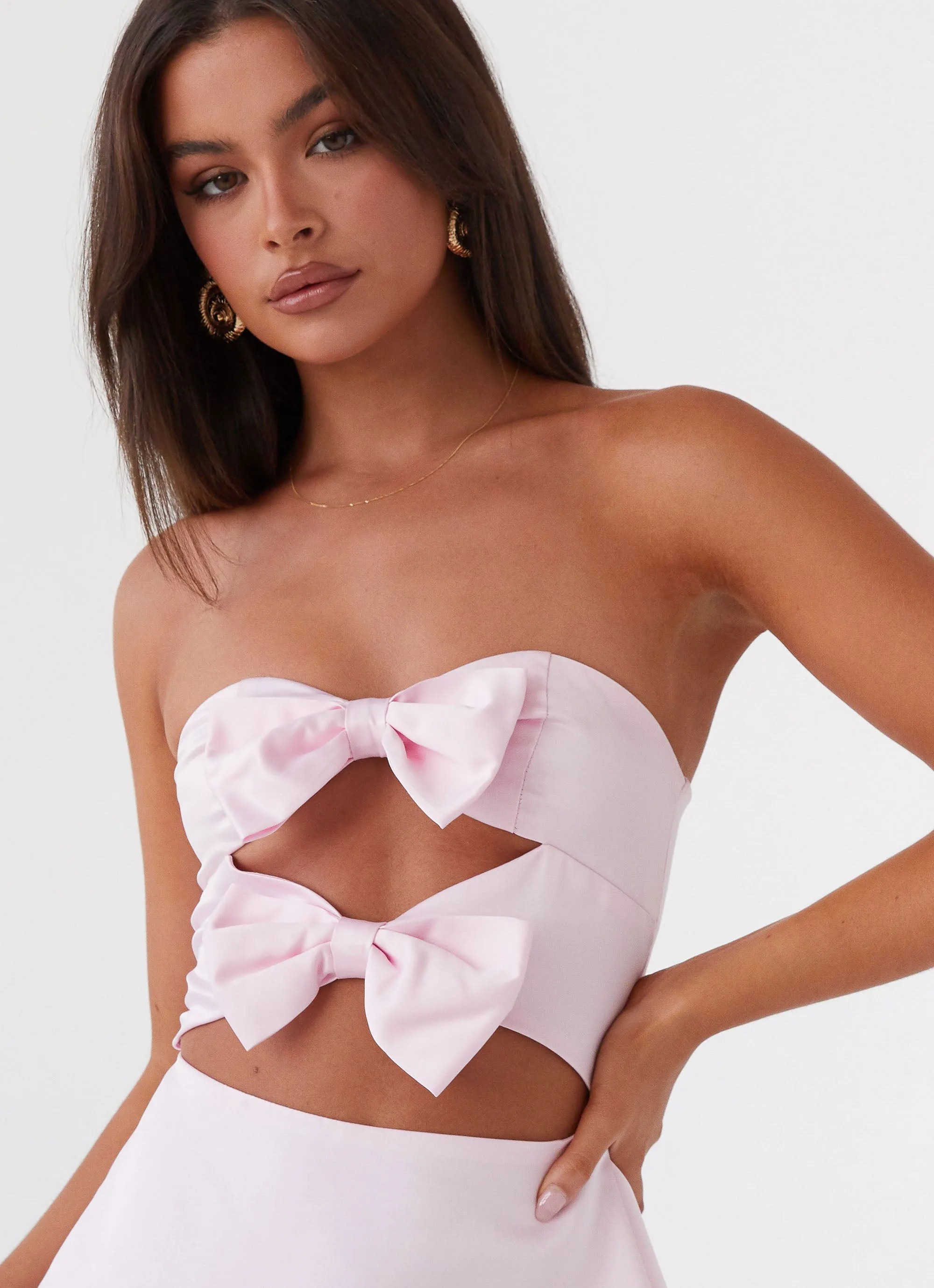 Girl Crush Bow Mini Dress - Pink Convertible Style Clean Style