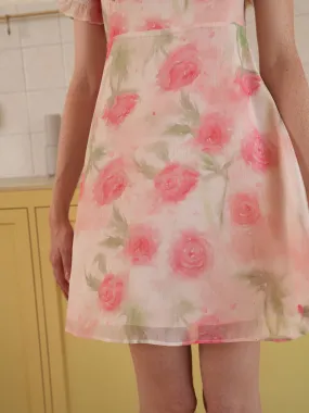 Vibrant Colors Giuliana Floral Print Square Neck Puff Sleeve Dress