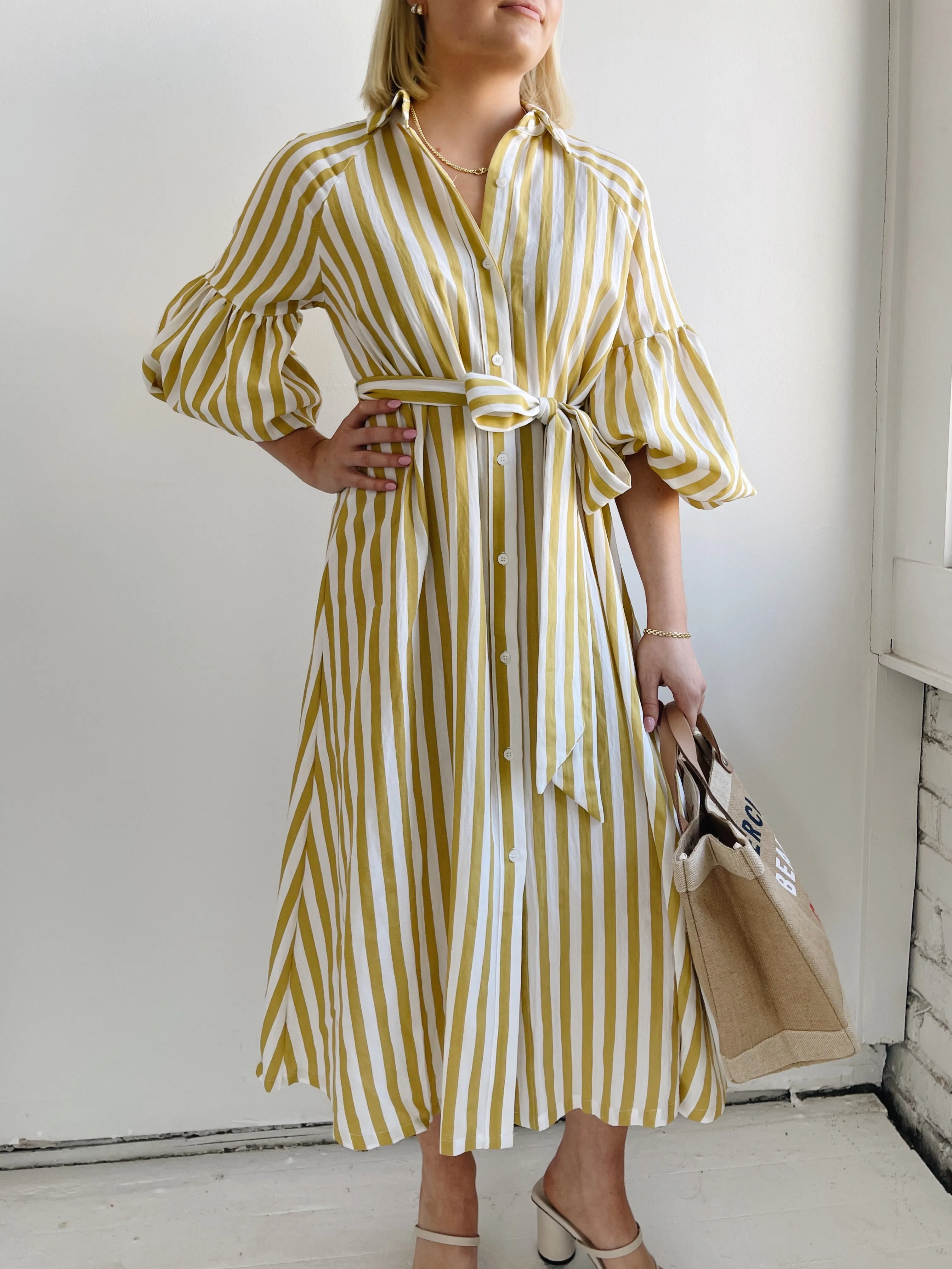 Ischia Yellow Stripe Dress Classic Design