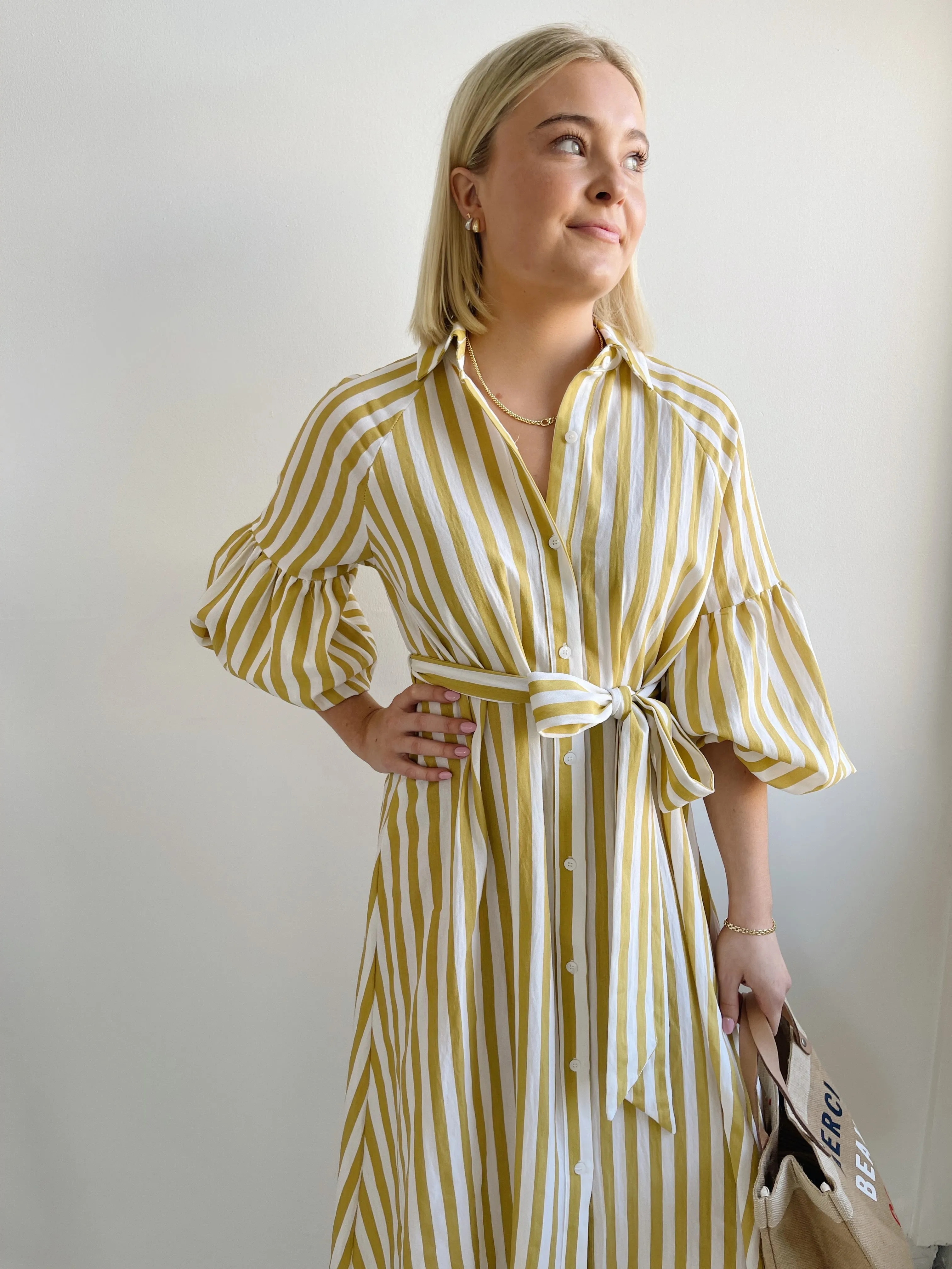 Ischia Yellow Stripe Dress Chic and Stylish Air Layer