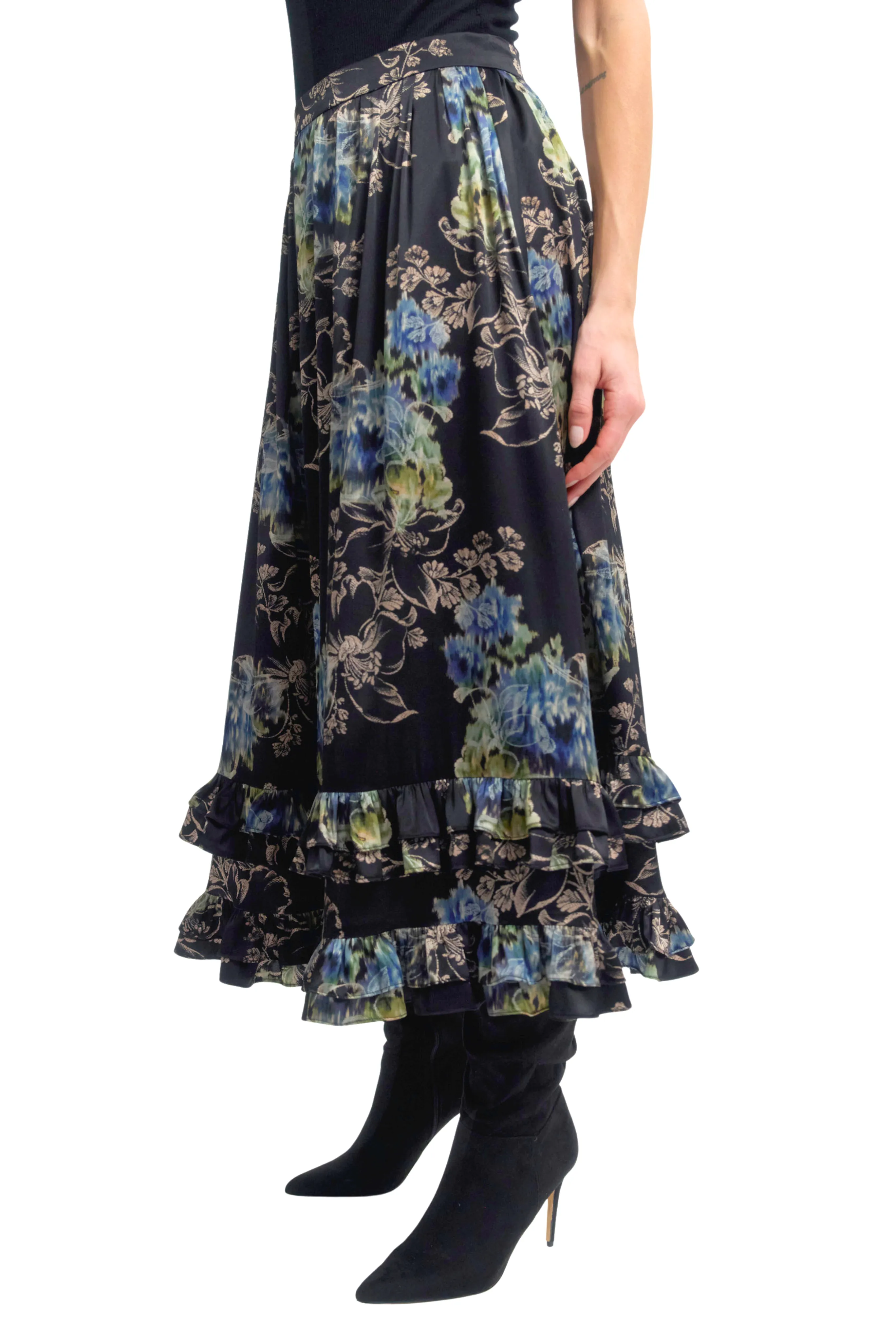 Business Meeting Ruffle Midi Skirt