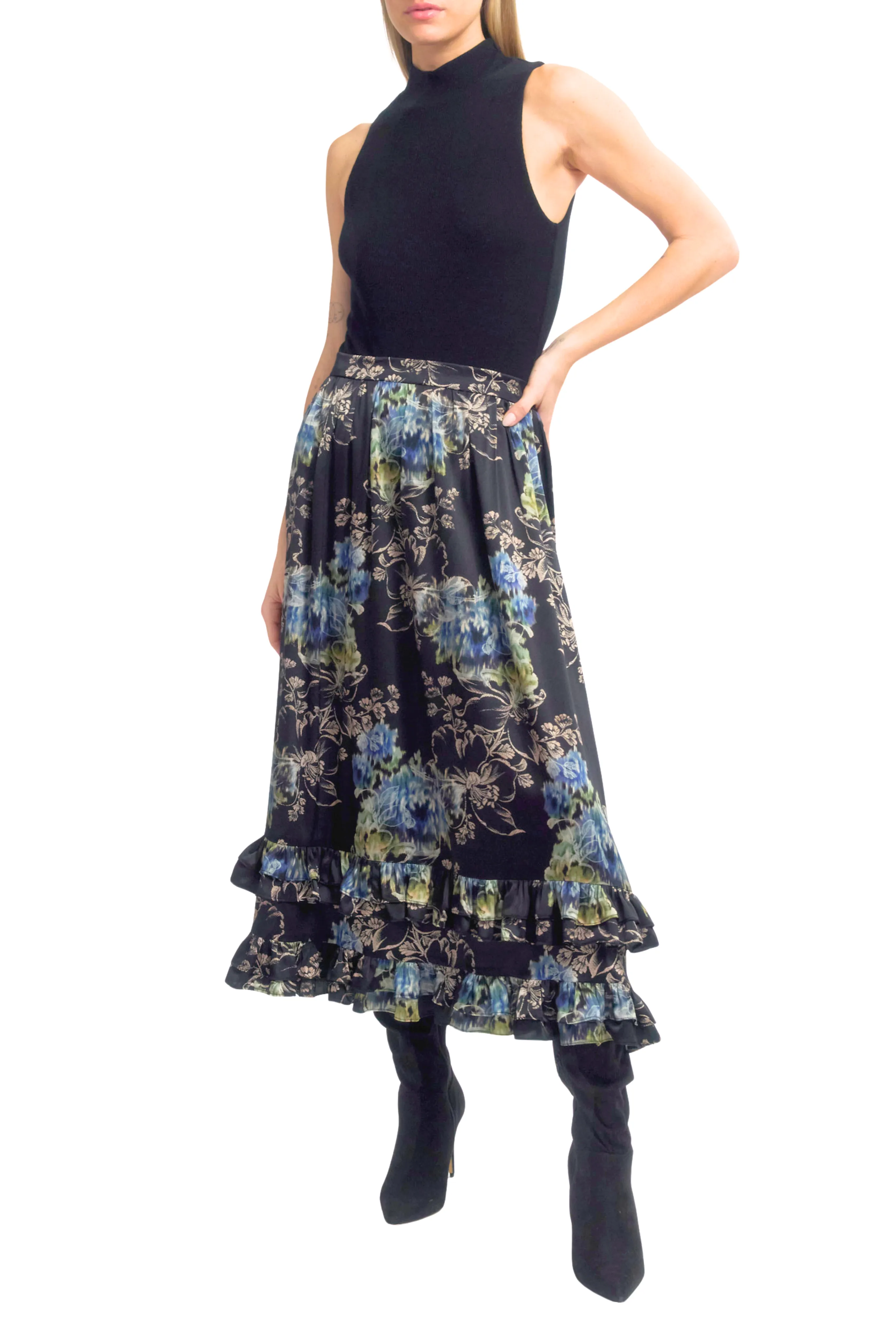Outfit Mix Gentle Comfort Ruffle Midi Skirt