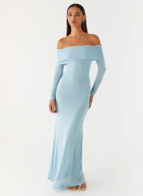Cocoa Long Sleeve Maxi Dress - Blue Lounge Vibe