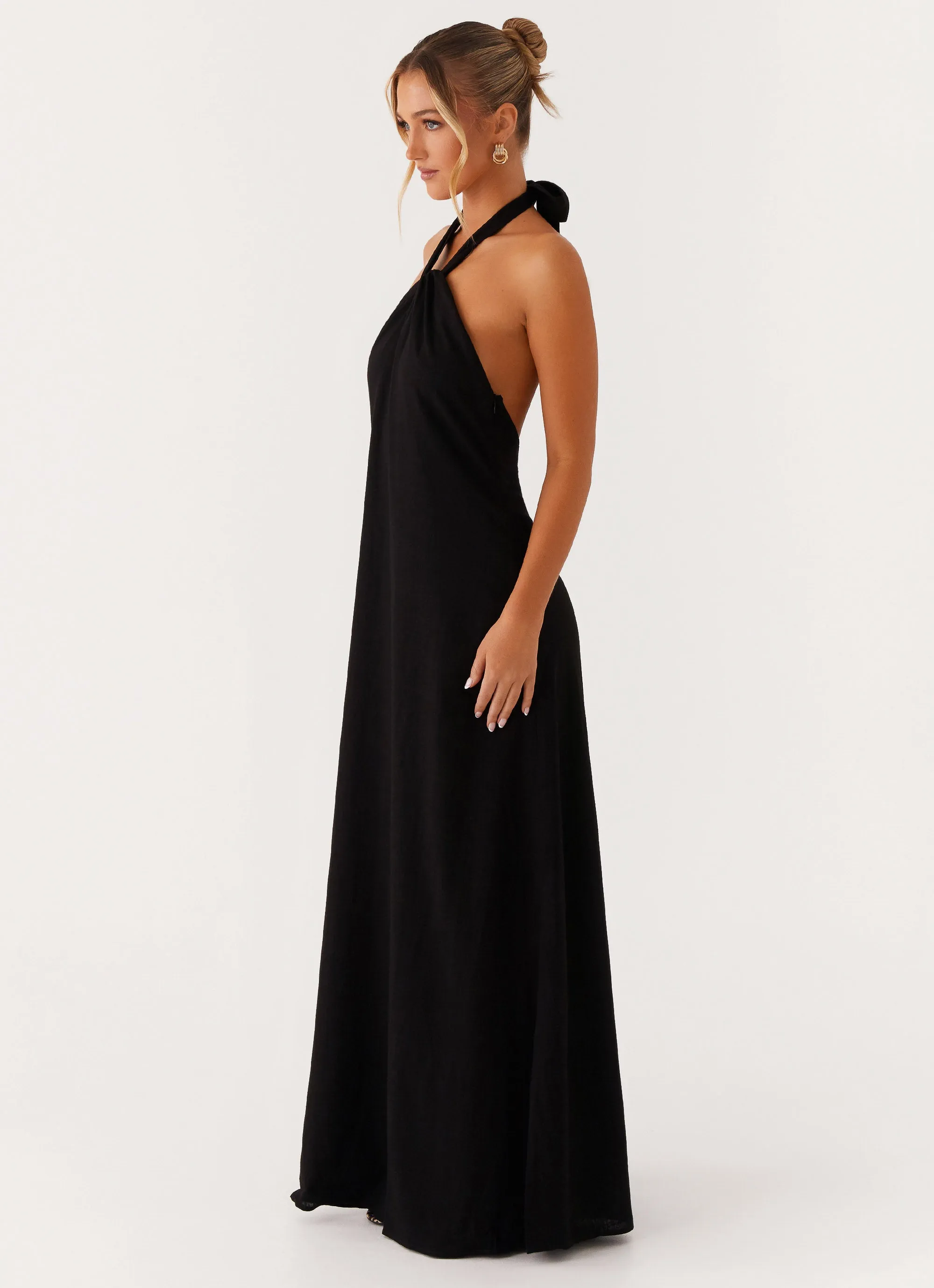 Golden Child Linen Maxi Dress - Black DeepPocketStyle Office Tone