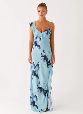 Sleek Cut Goldsmith Maxi Dress - Blue Black Floral