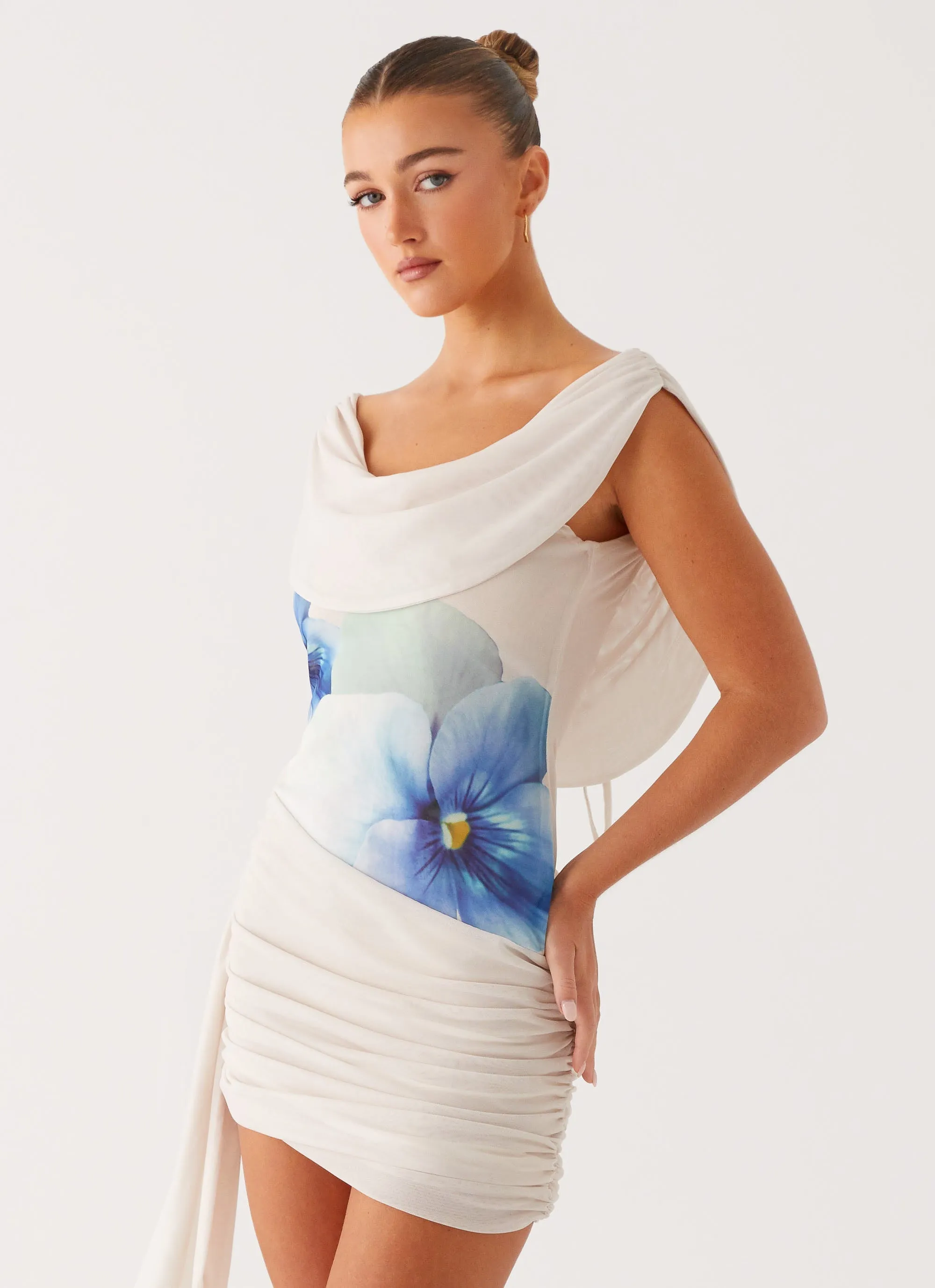 Good Fortune Mini Dress - Ivory Lace-Edge Textured Flow