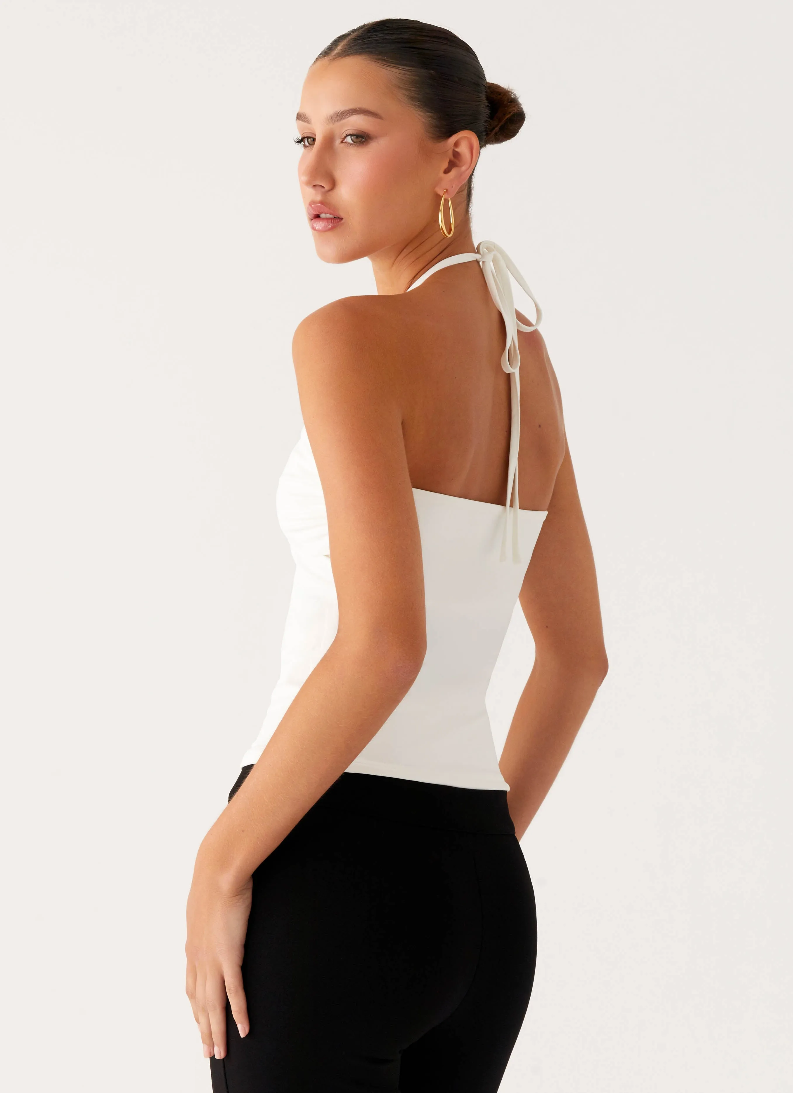Good Thing Halter Top - White Casual Button-Down