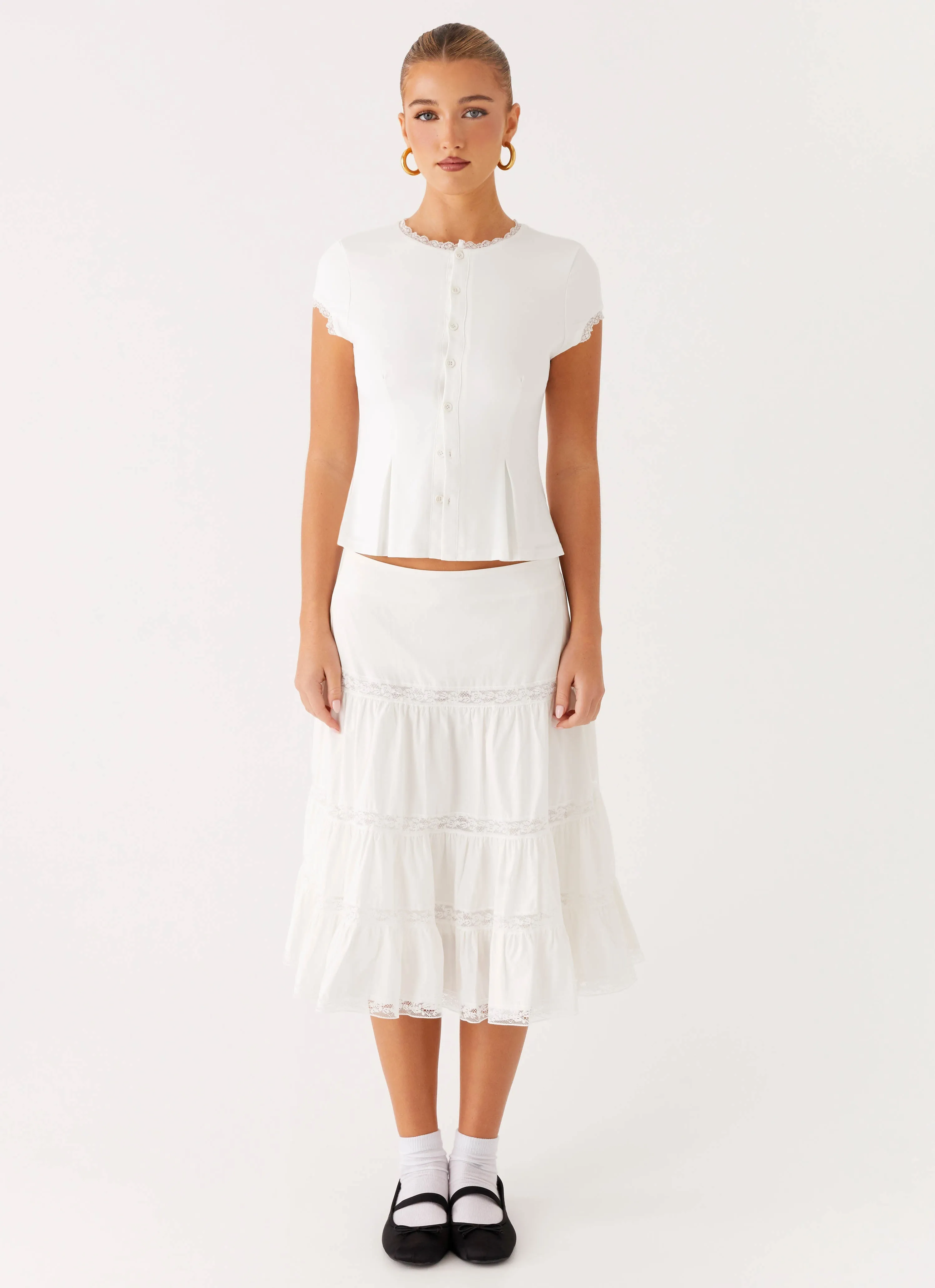 Everyday Look Daily Favorite Good Vibes Midi Skirt - White