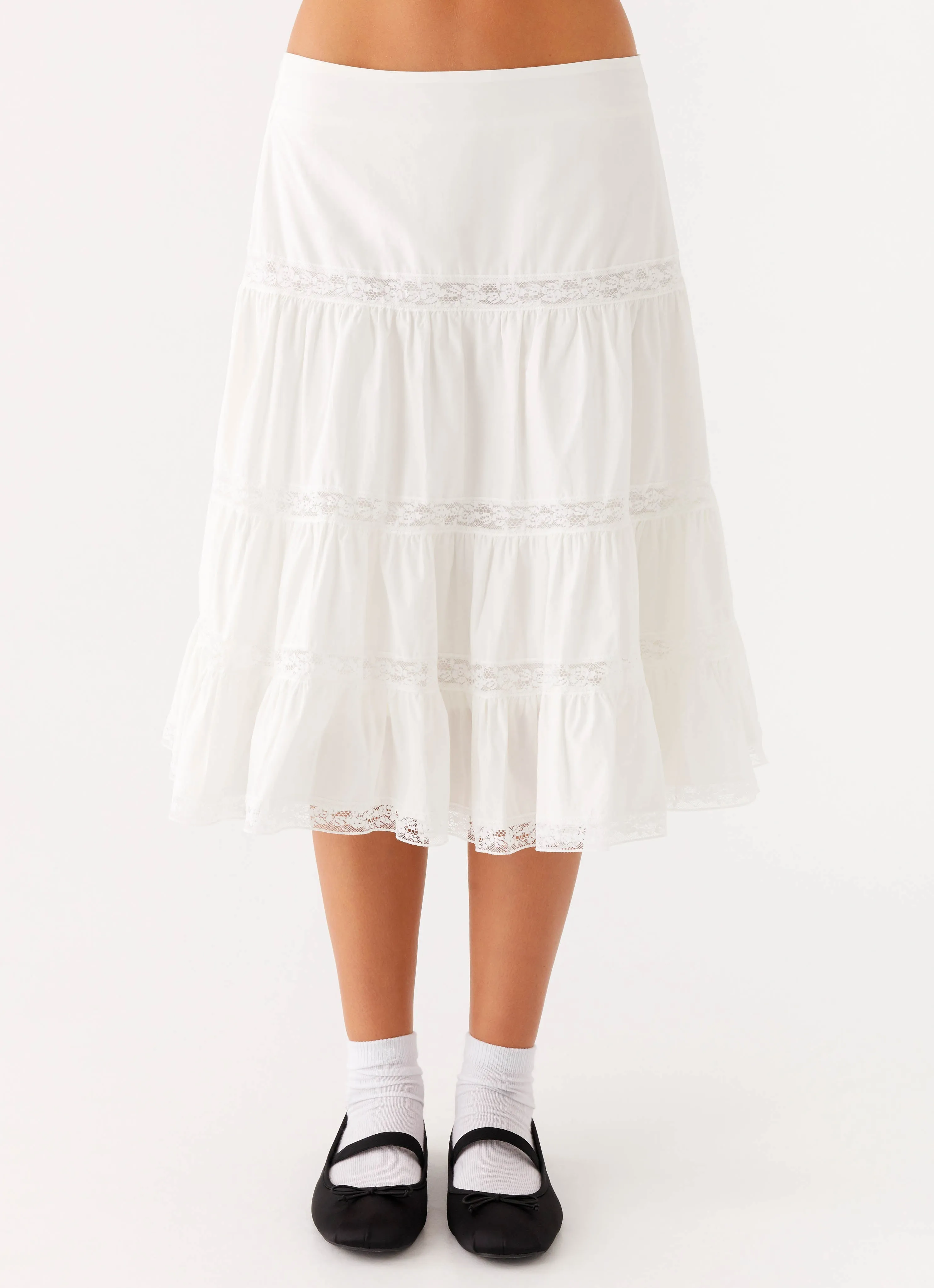 Lightwear Look Daily Style Good Vibes Midi Skirt - White