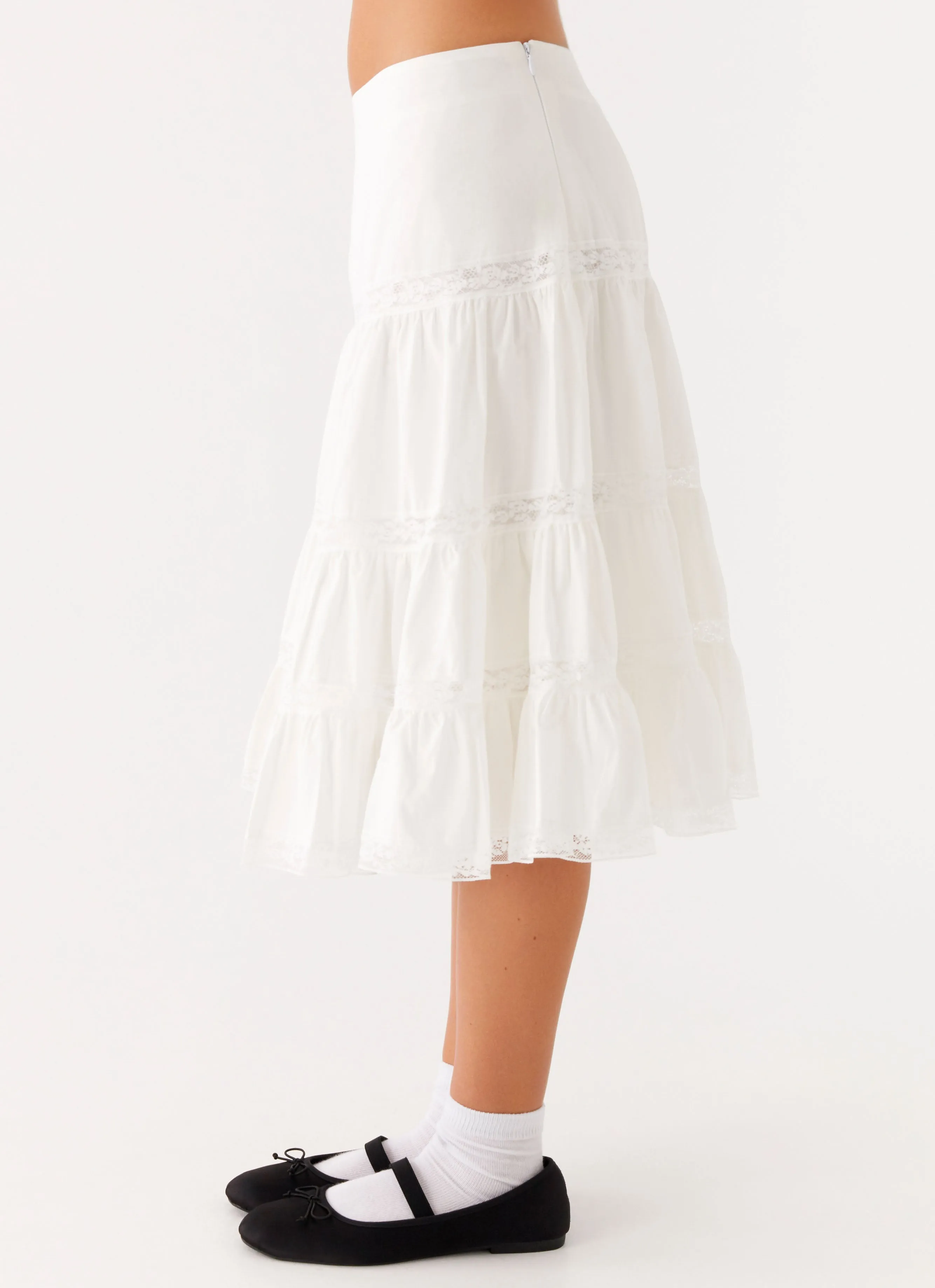 Travel Influence Good Vibes Midi Skirt - White