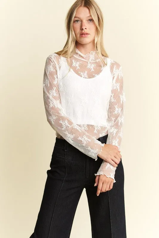 Grace Long Sleeve Top PolishedFinish Low Profile Collar