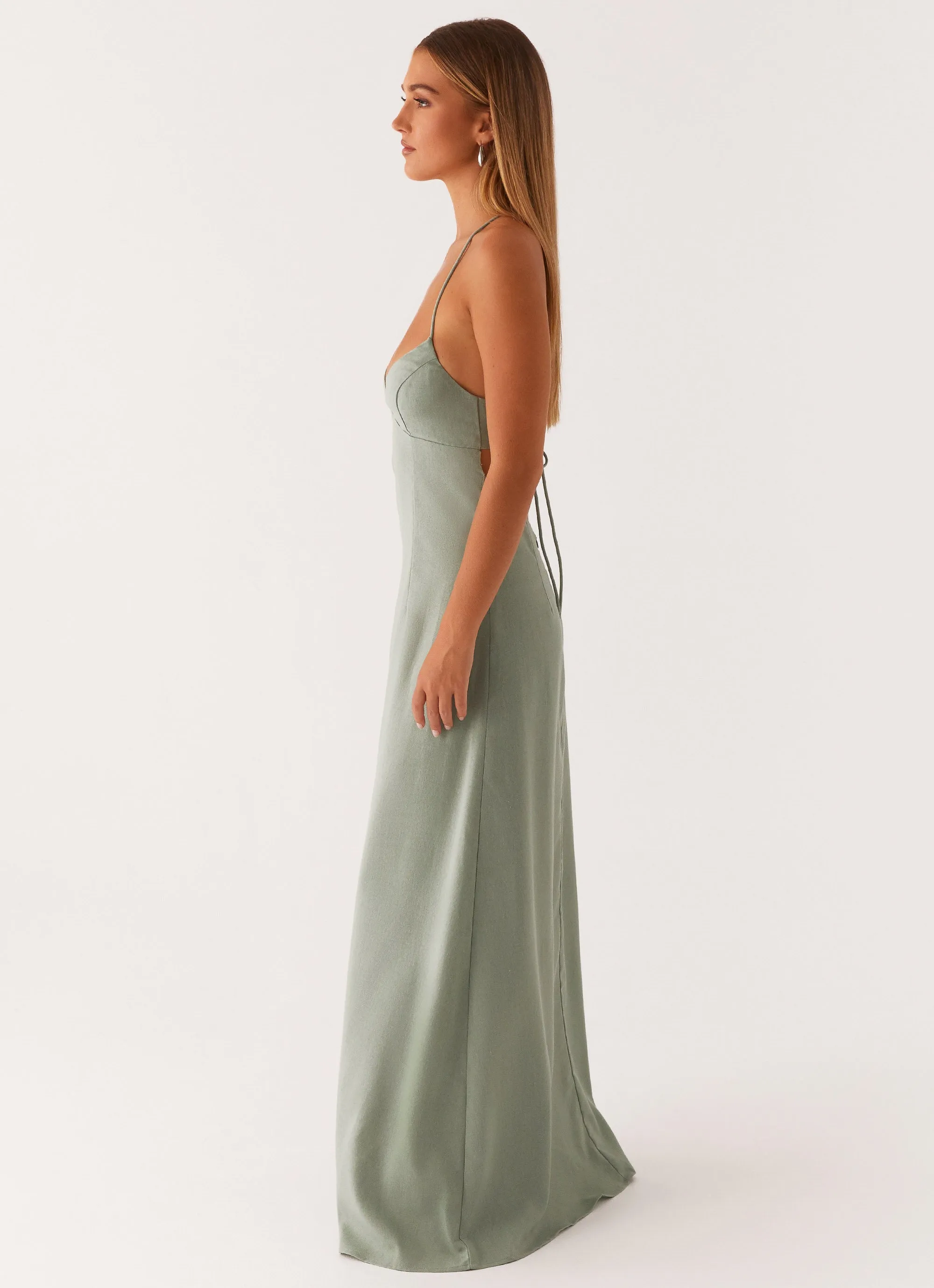 Middle Ground Linen Maxi Dress - Sage Simple Spirit